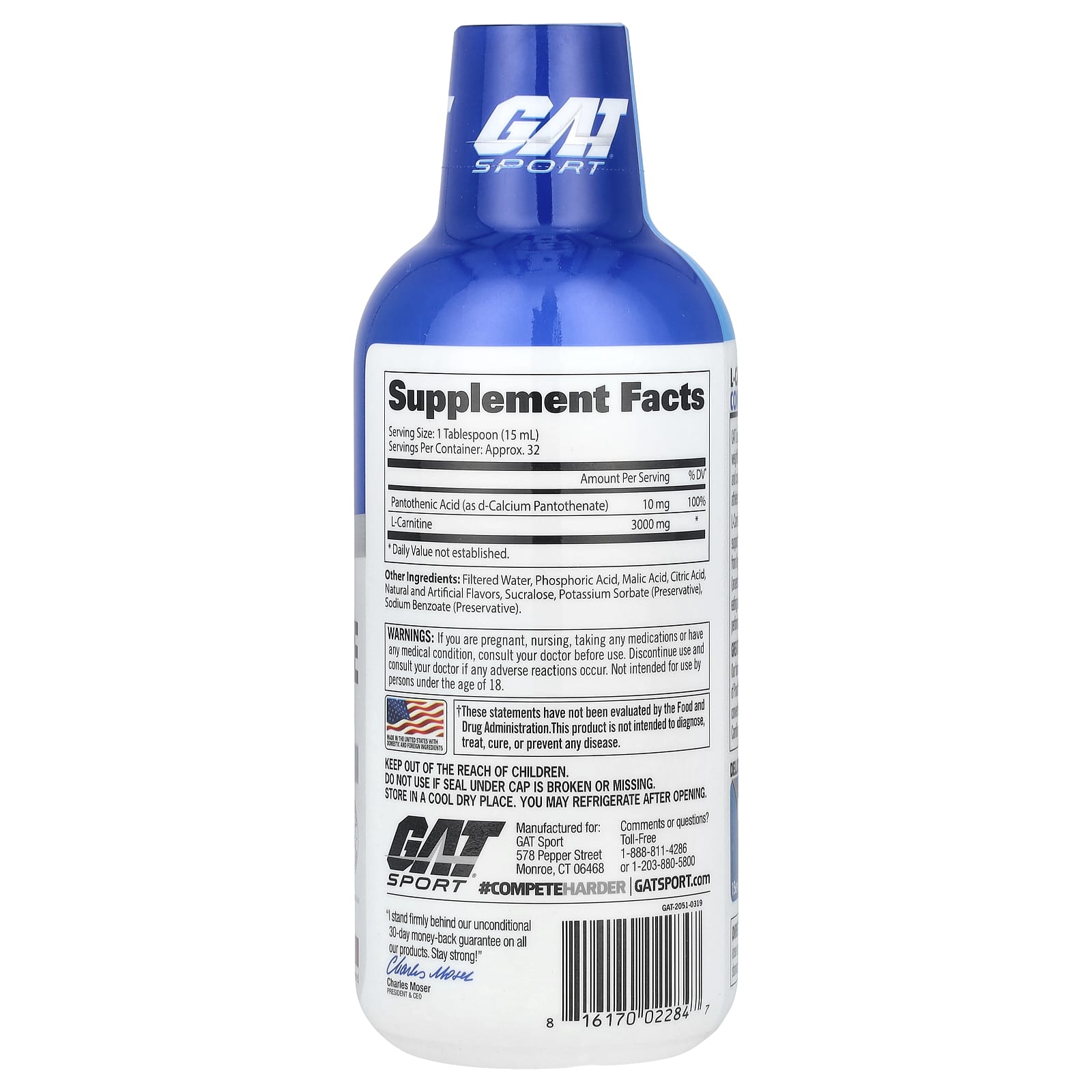 GAT, L-Carnitine, Amino Acid, Mixed Berry, 3,000 mg, 16 oz (473 ml)