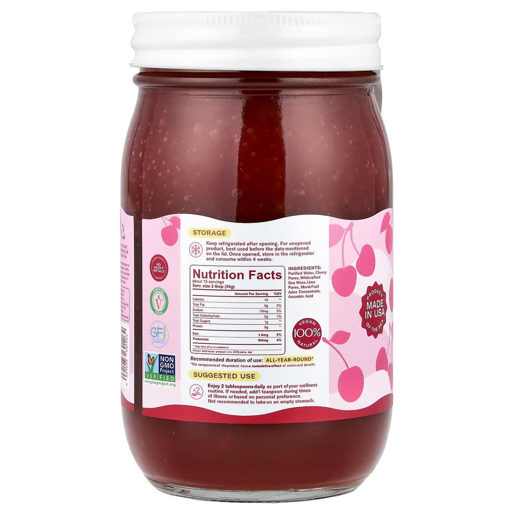 True Sea Moss, Natural Superfood From the Sea, Cherry, 16 fl oz (473 ml)