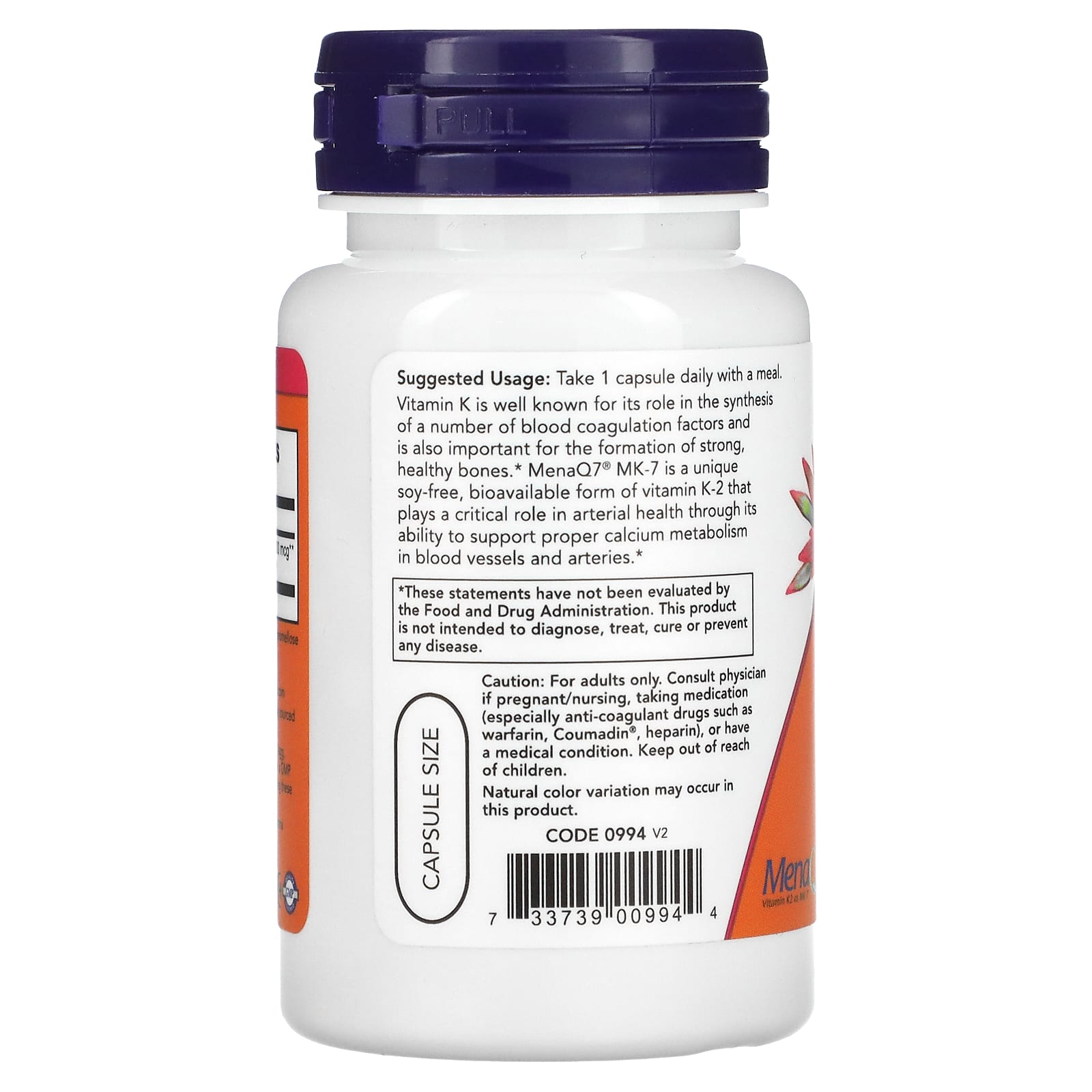 NOW Foods, MK-7 Vitamin K-2, 300 mcg, 60 Veg Capsules