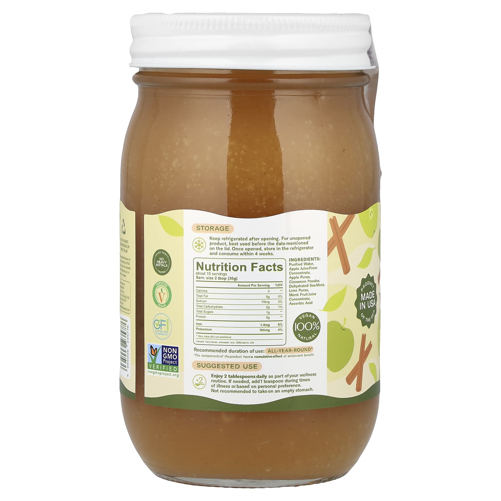 True Sea Moss, Natural Superfood From The Sea, Apple and Cinnamon, 16 fl oz (473 ml)