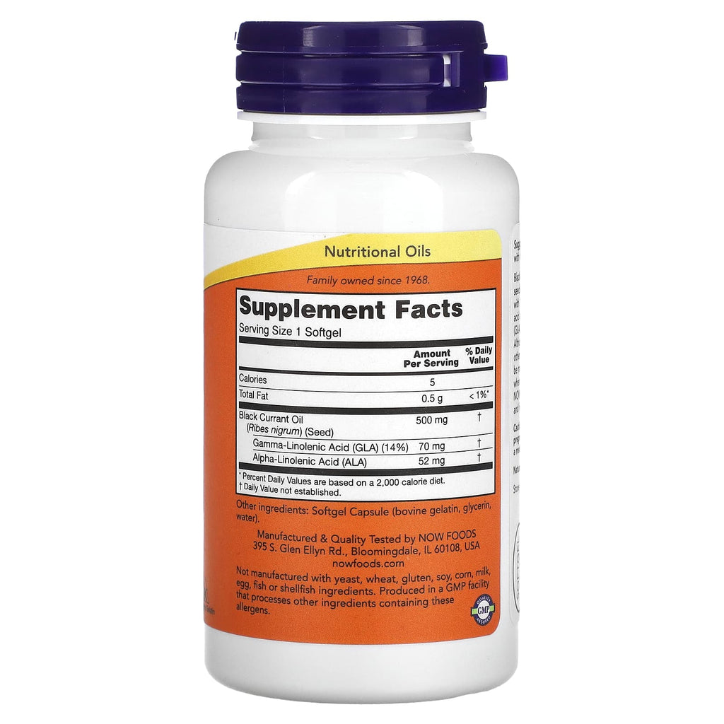 NOW Foods, Black Currant Oil, 500 mg, 100 Softgels