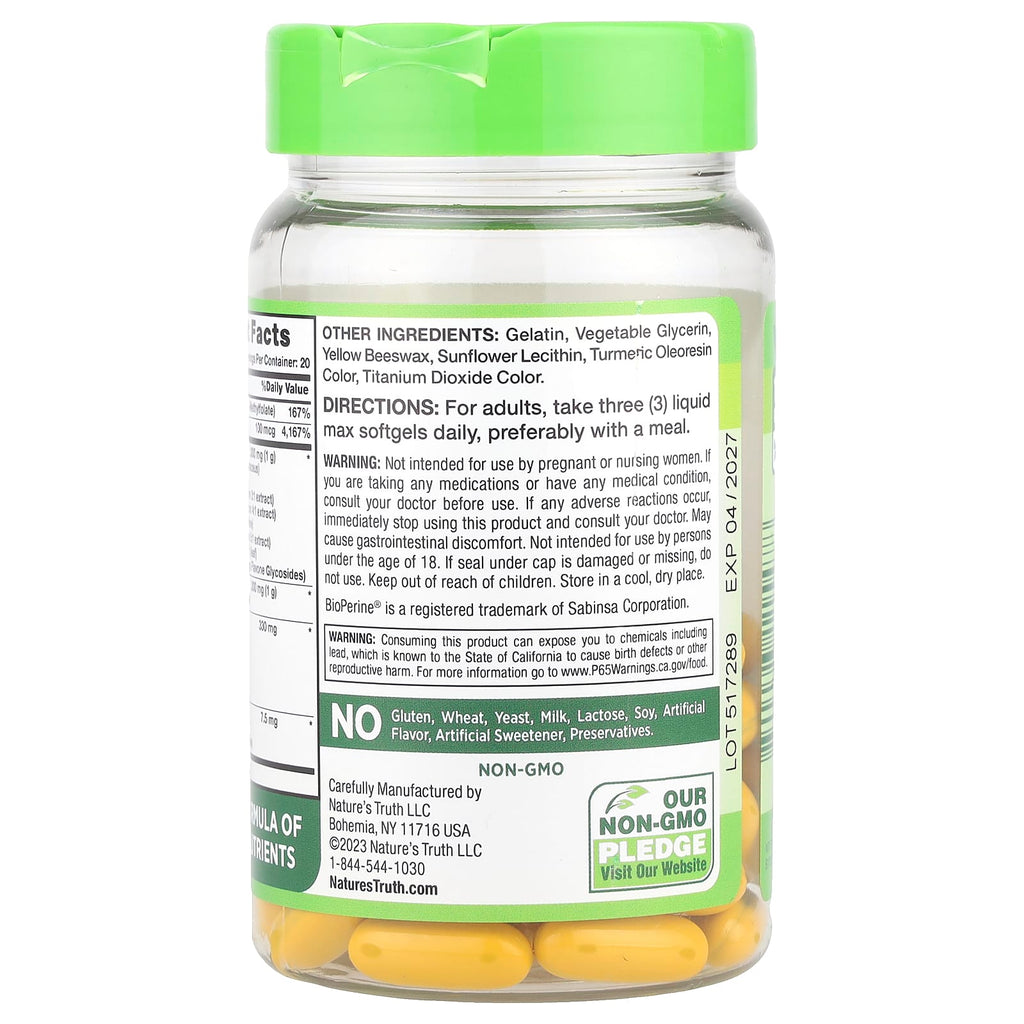 Nature's Truth, Brain Up™, With L-Theanine, Bacopa, B-12, MCT, 60 Liquid Max Softgels