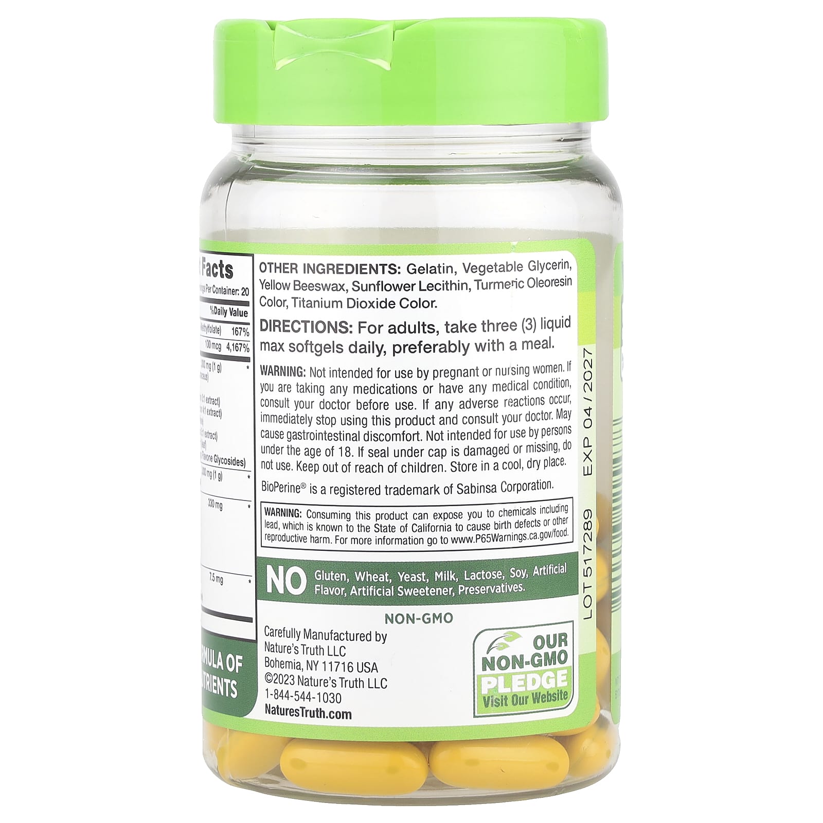 Nature's Truth, Brain Up™, With L-Theanine, Bacopa, B-12, MCT, 60 Liquid Max Softgels