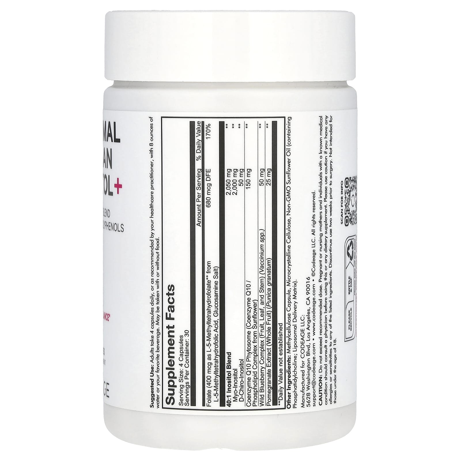 Codeage, Liposomal Ovarian Inositol+, 120 Capsules