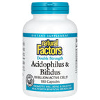 Natural Factors, Acidophilus & Bifidus, 10 Billion, 180 Capsules