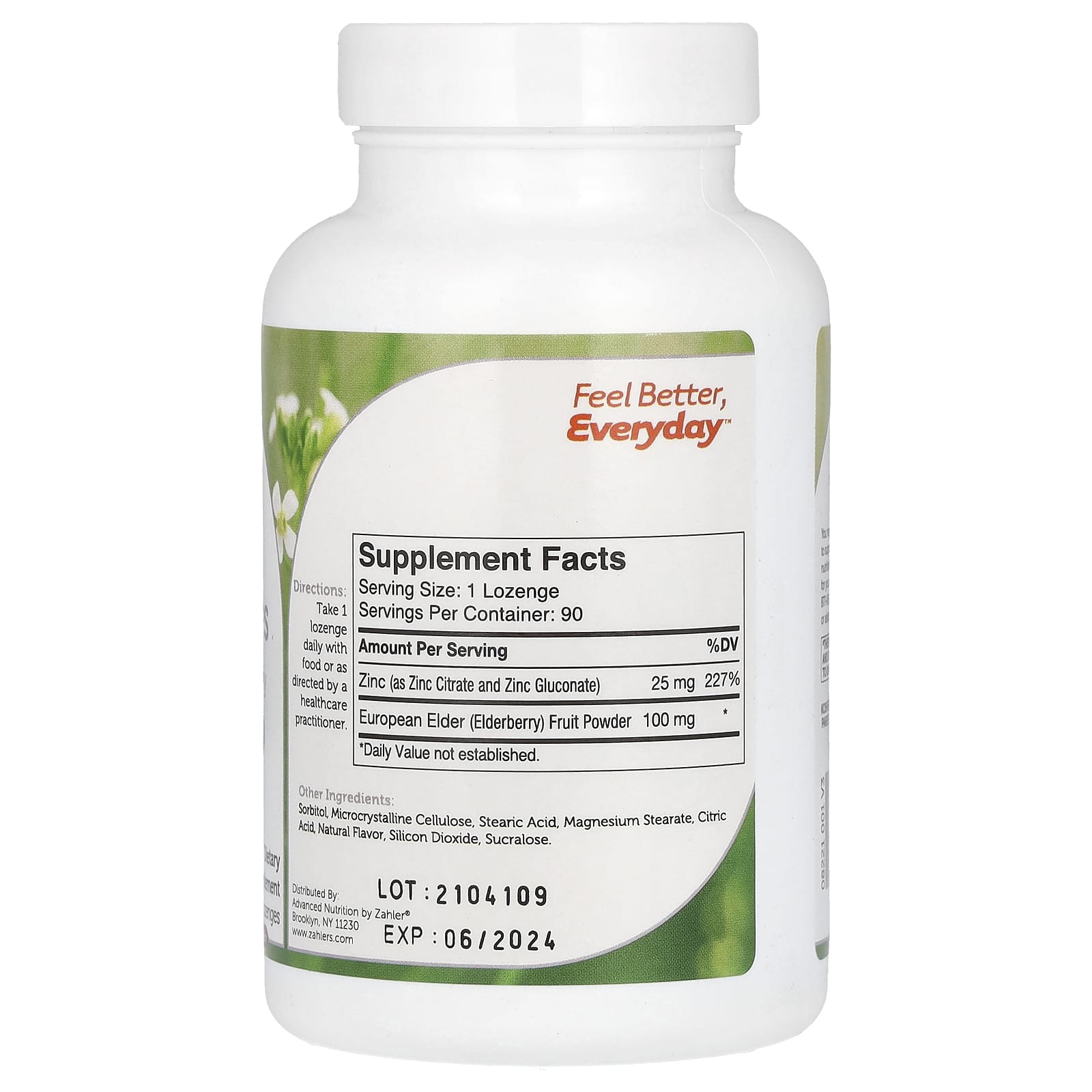 Zahler, Zinc Lozenges, Bioactive Zinc & Elderberry, Elderberry, 90 Lozenges