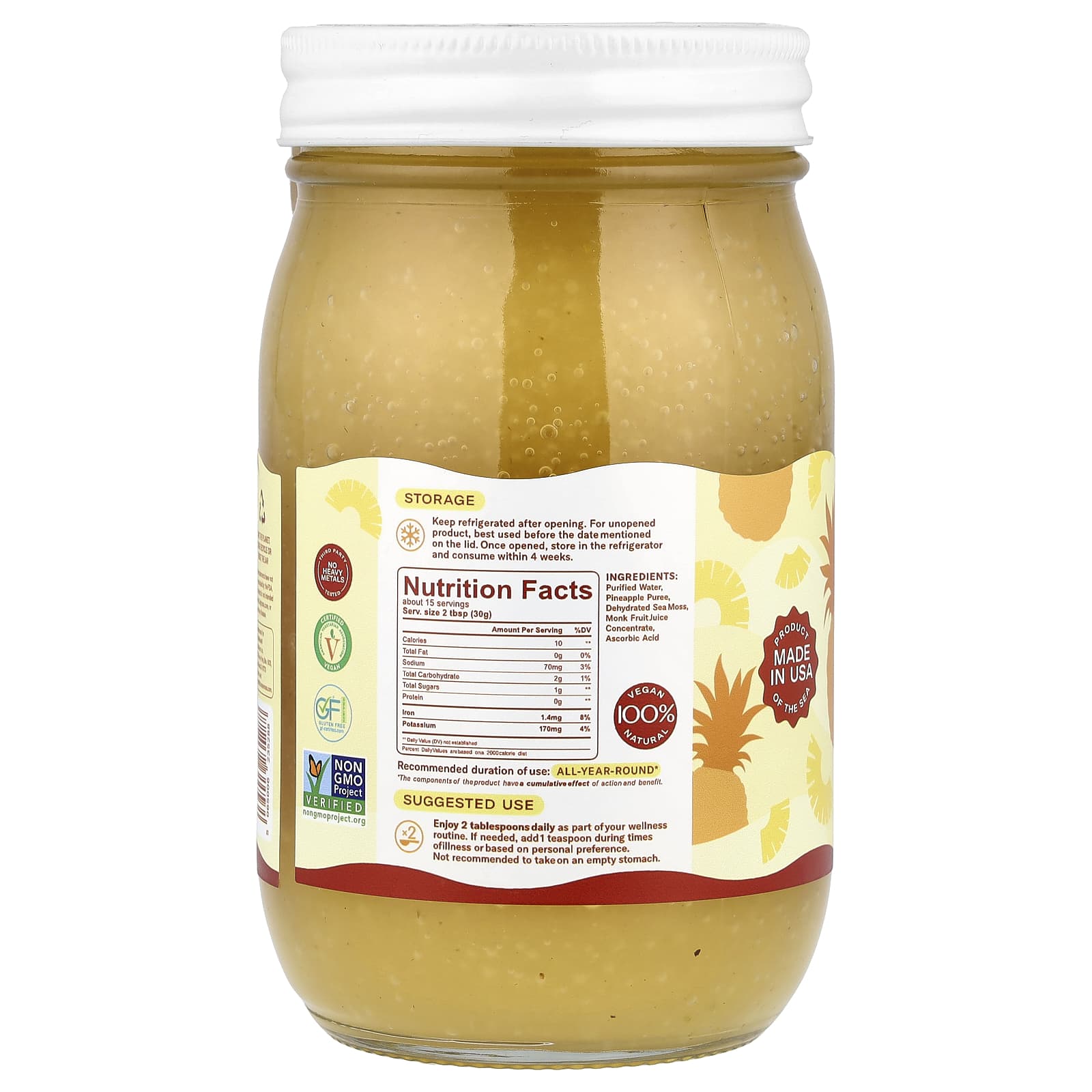 True Sea Moss, Natural Superfood From The Sea, Pineapple, 16 fl oz (473 ml)