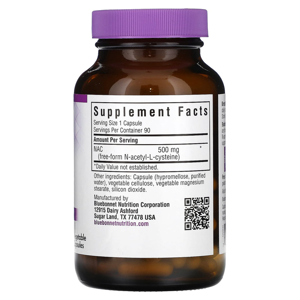 Bluebonnet Nutrition, NAC, 500 mg, 90 Vegetable Capsules