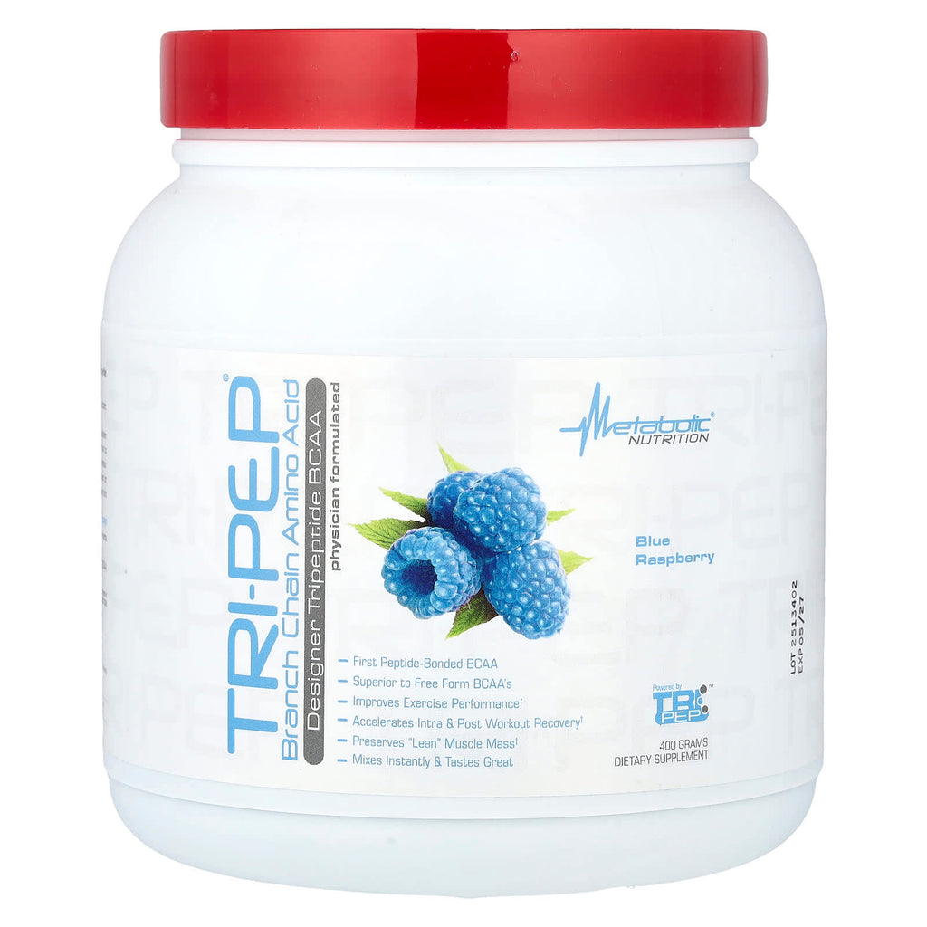 Metabolic Nutrition, Tri-Pep, Branch Chain Amino Acid, Blue Raspberry, 14.1 oz, (400 g)
