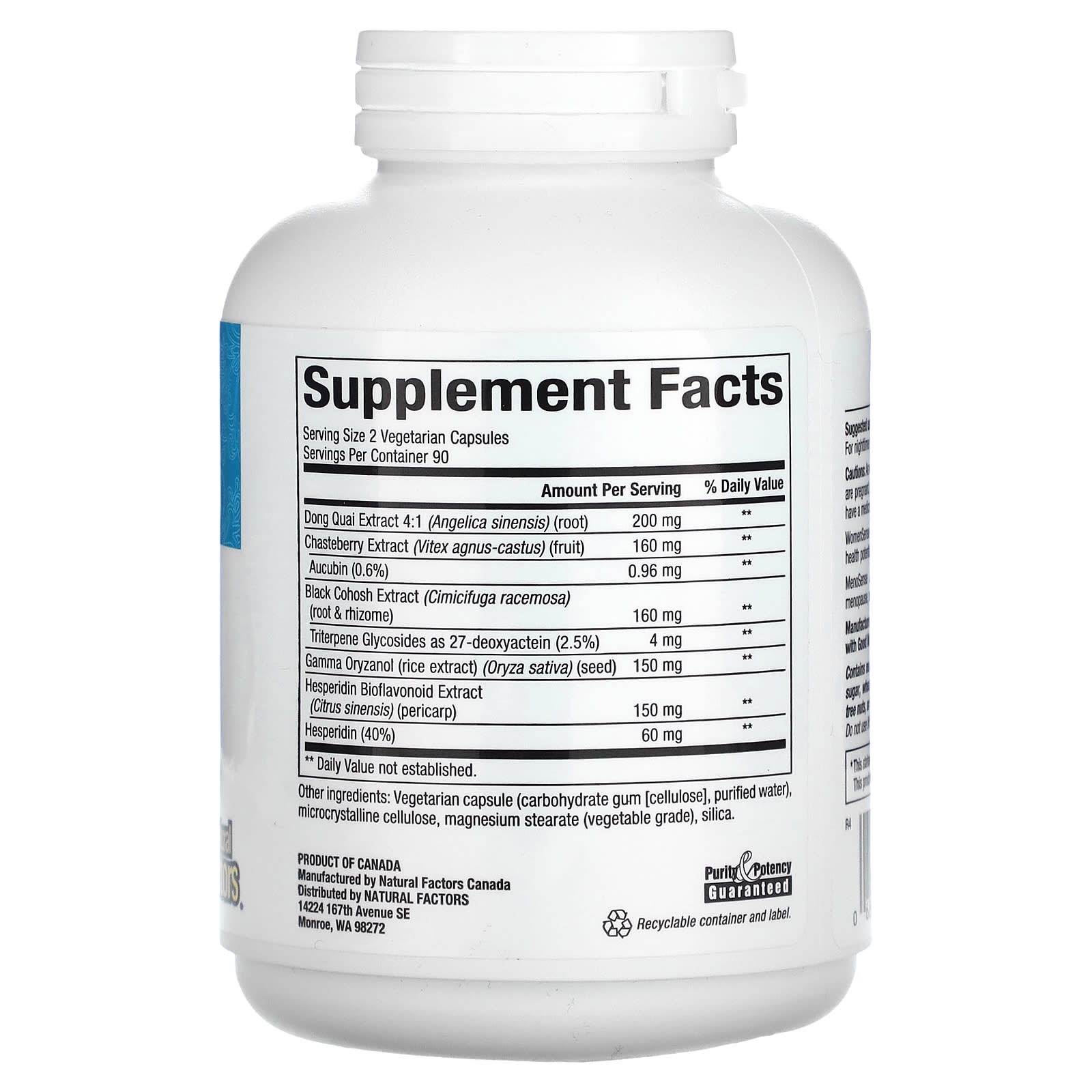 Natural Factors, WomenSense, MenoSense, Menopause Formula, 180 Vegetarian Capsules