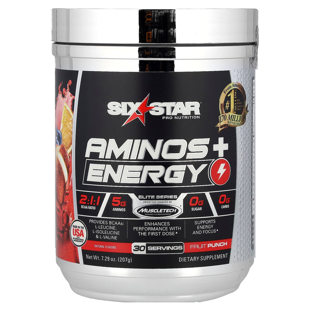 SIXSTAR, Elite Series, Aminos + Energy, Fruit Punch, 7.29 oz (207 g)