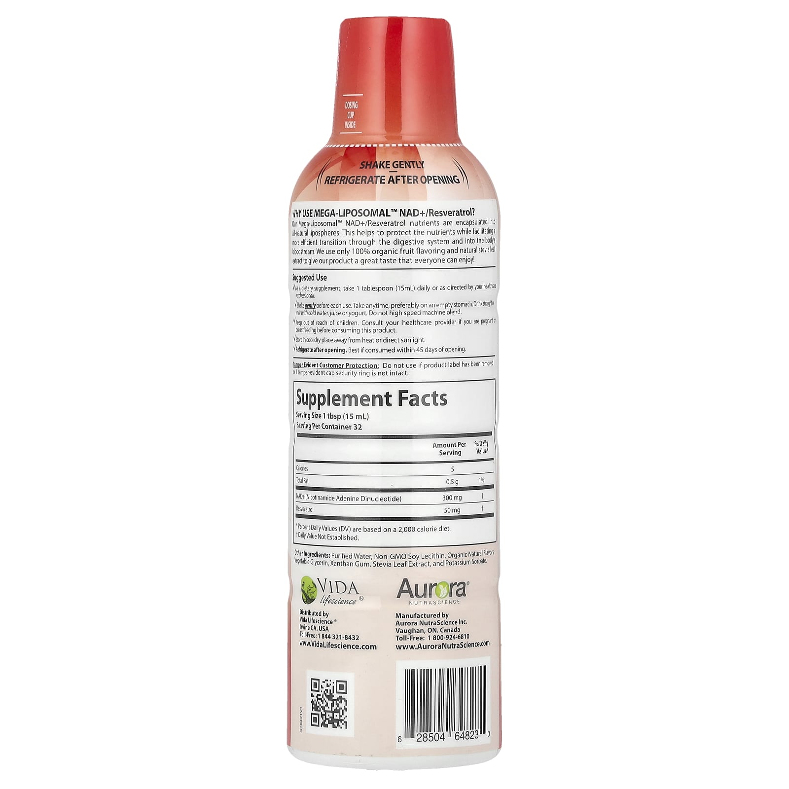 Aurora Nutrascience, Mega-Liposomal™ NAD+,Resveratrol, Organic Fruit, 16 fl oz (480 ml)