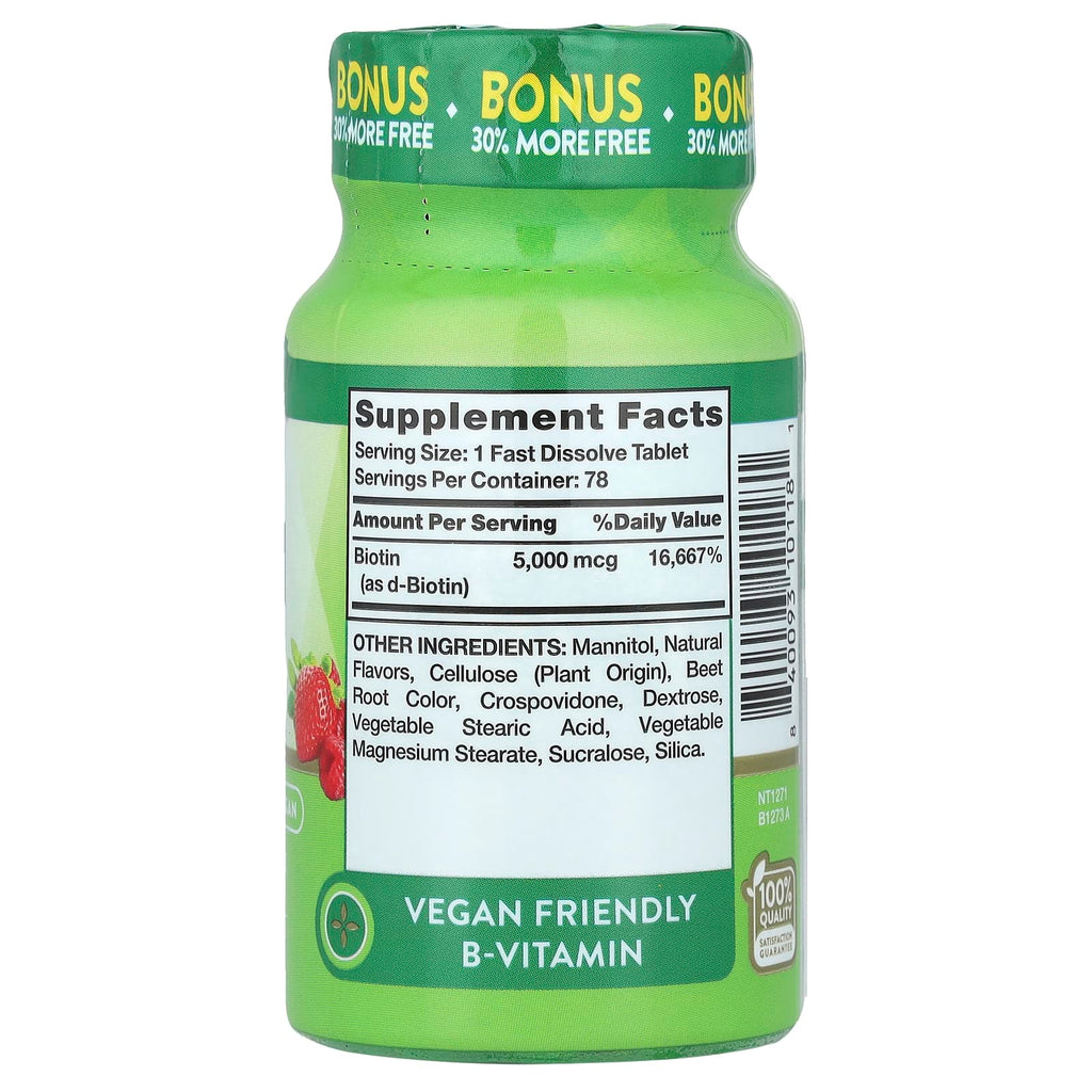 Nature's Truth, Ultra Biotin, Natural Berry, 5,000 mcg, 78 Fast Dissolve Tablets