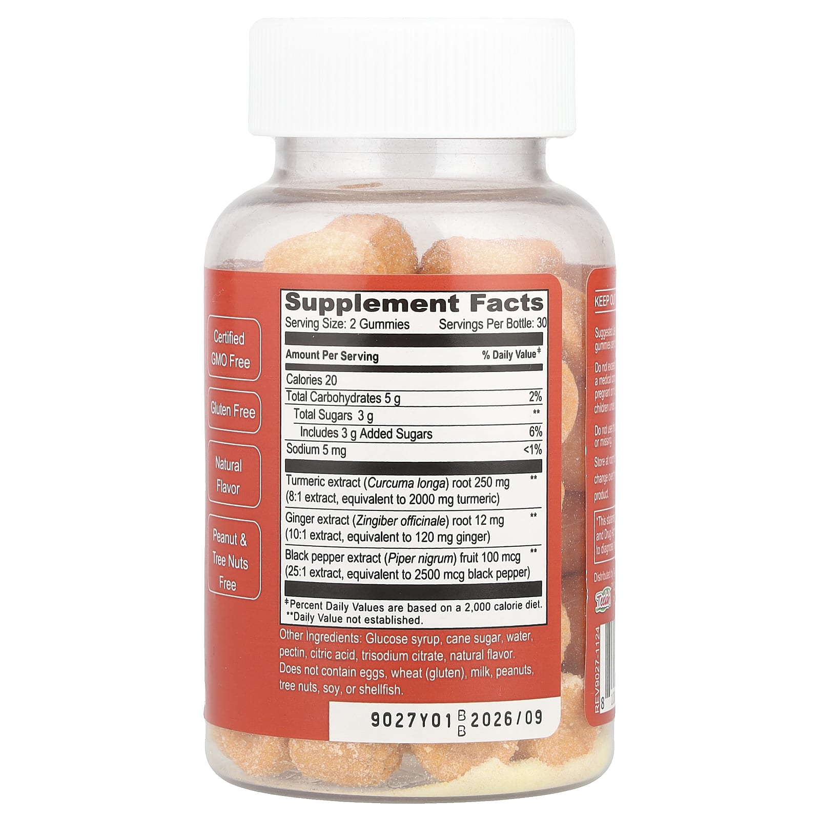 Doctor's Finest, Turmeric Curcumin Gummies With Ginger & Piperine, Peach, 60 Gummies