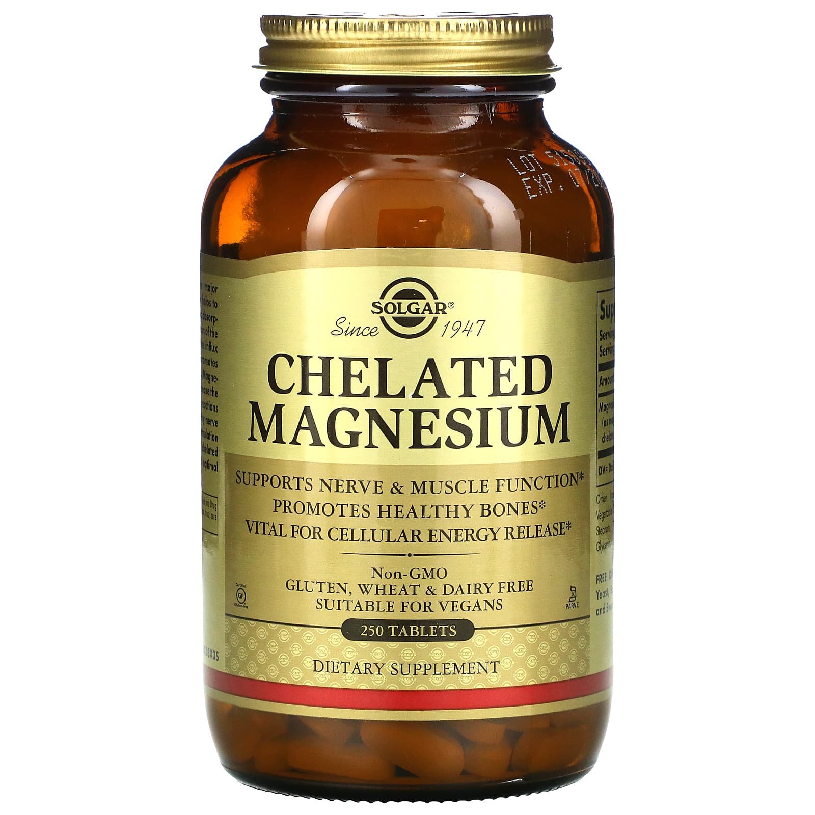 Solgar, Chelated Magnesium, 250 Tablets (100 mg per Tablet)
