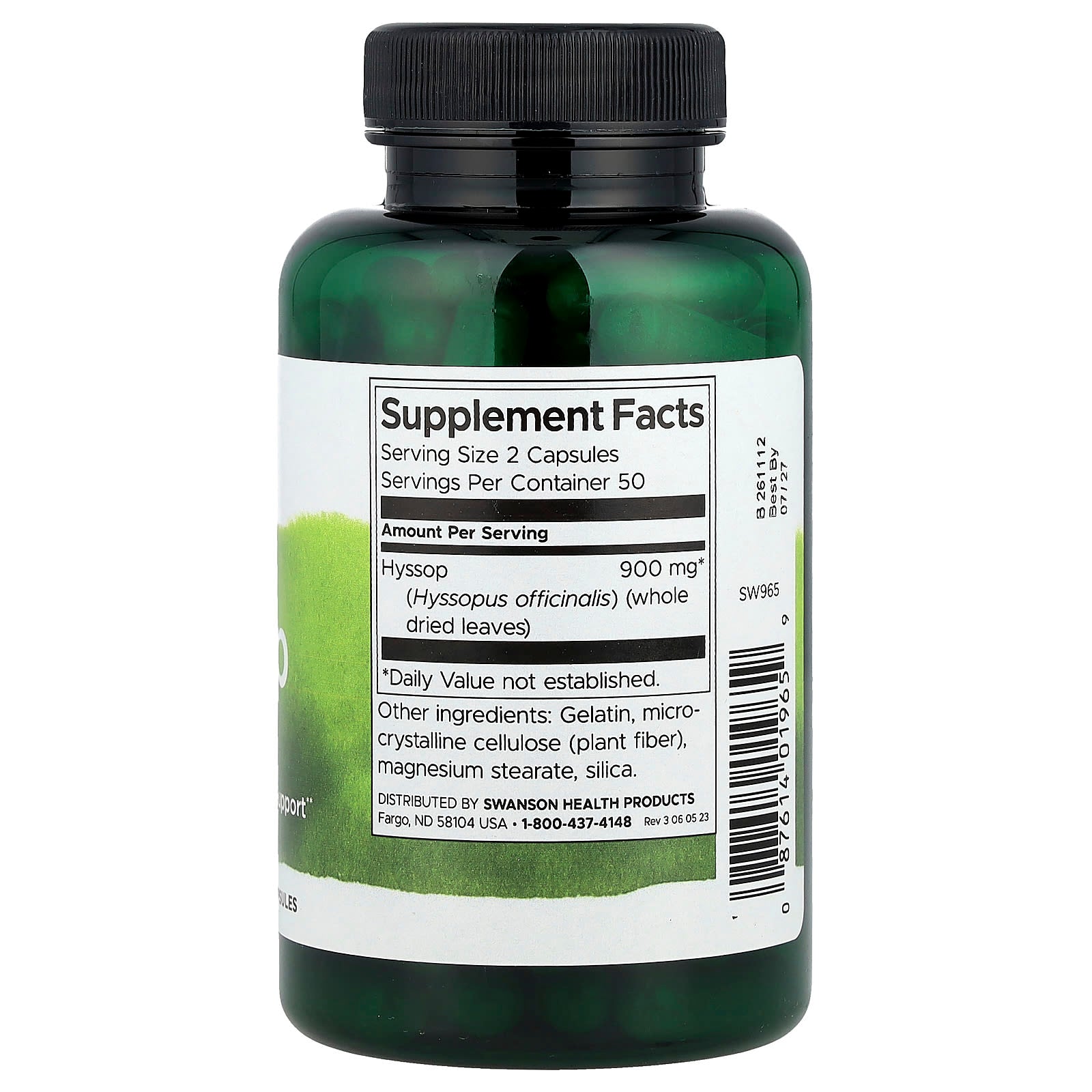 Swanson, Hyssop , 450 mg, 100 Capsules