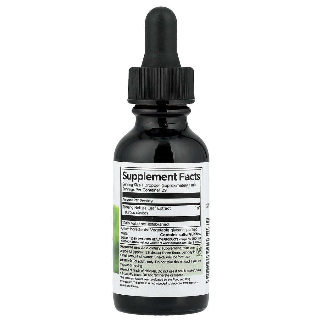 Swanson, Stinging Nettles Leaf Liquid Extract, Alcohol & Sugar Free, 1 fl oz (29.6 ml)