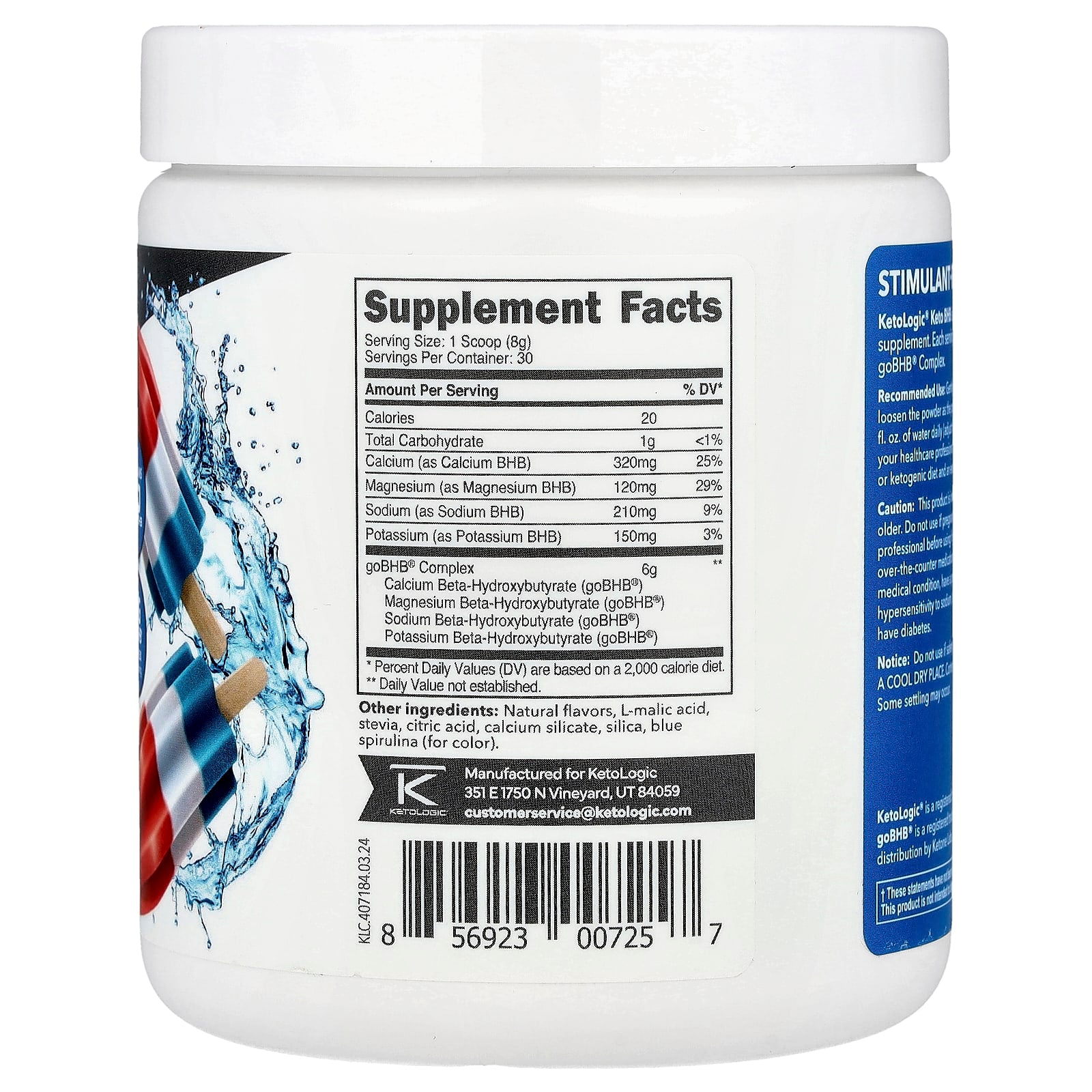KetoLogic, Keto BHB, Patriot Pop, 8.9 oz (249 g)