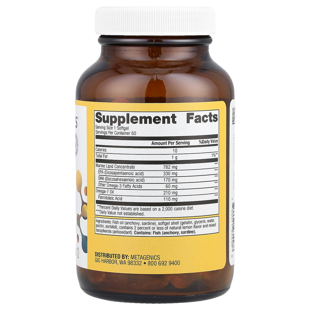 Metagenics, OmegaGenics®, Fish Oil Mega 10®, Natural Lemon, 60 Softgels
