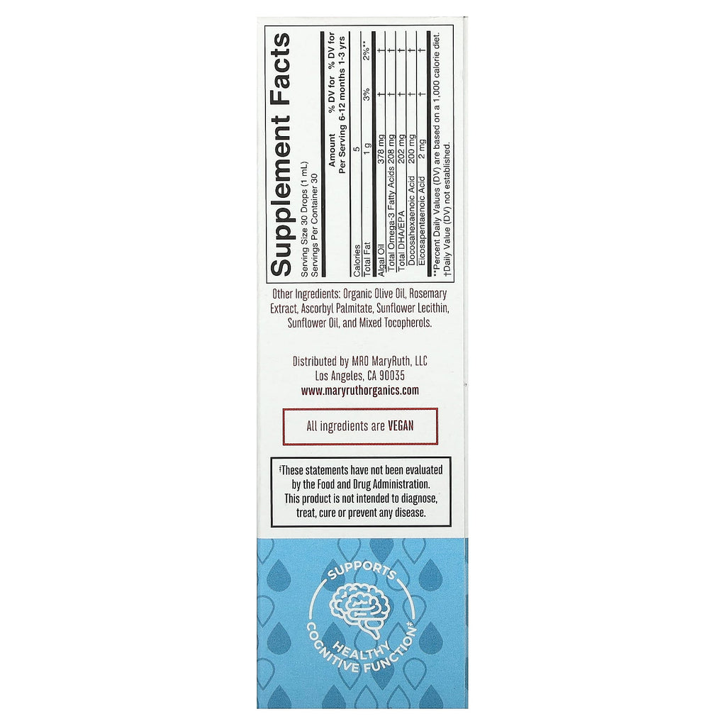 MaryRuth's, Infant & Toddler Omega-3 Liquid Drops, 6 Months - 3 Years, Unflavored, 1 fl oz (30 ml)