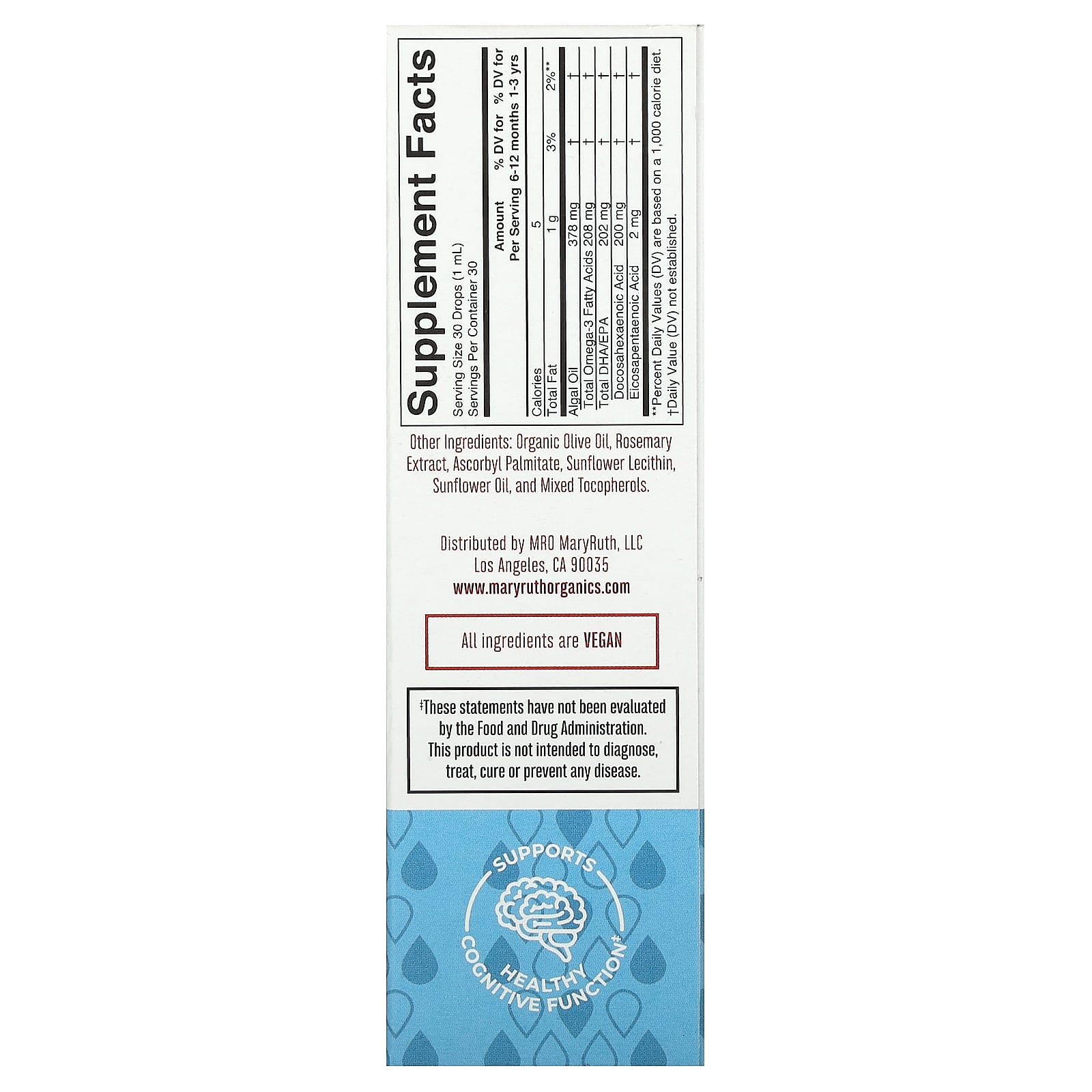 MaryRuth's, Infant & Toddler Omega-3 Liquid Drops, 6 Months - 3 Years, Unflavored, 1 fl oz (30 ml)