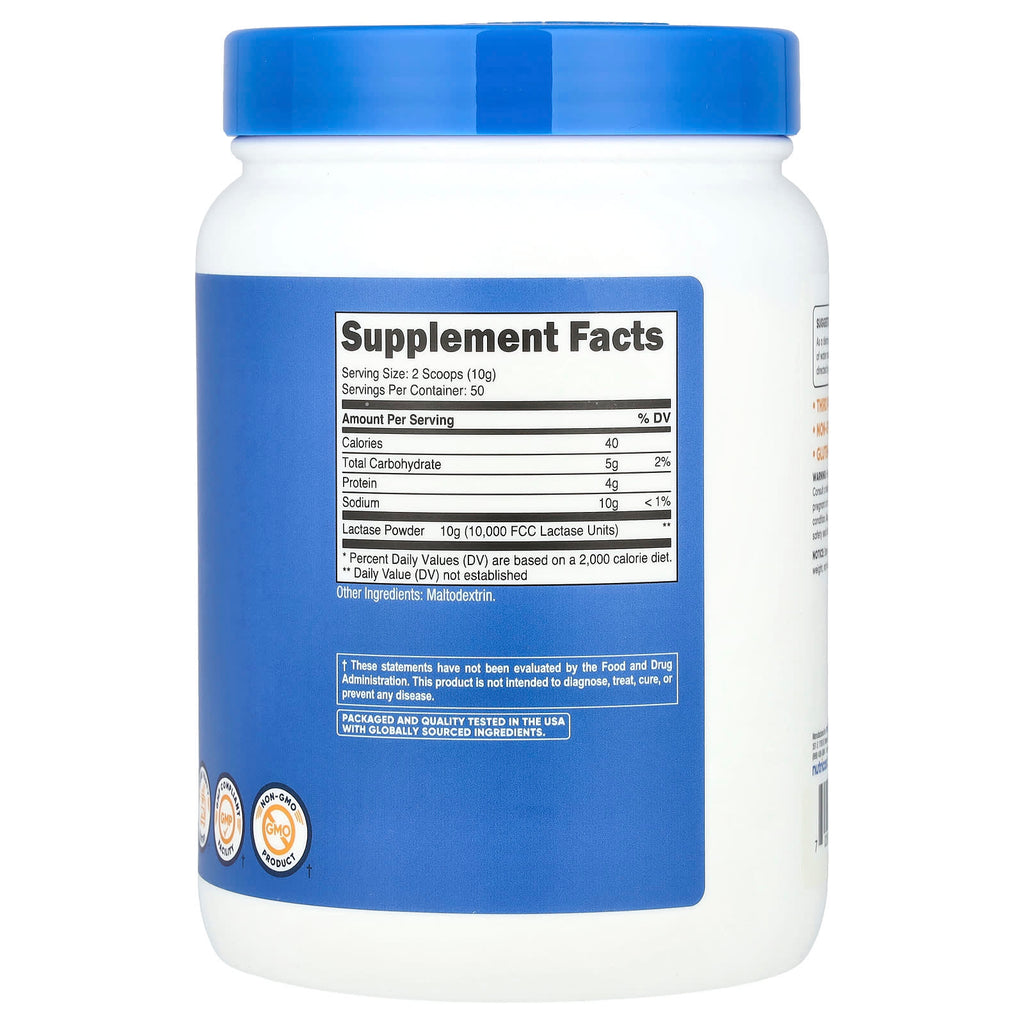 Nutricost, Lactase Powder, Unflavored, 1.1 lb (500 g)