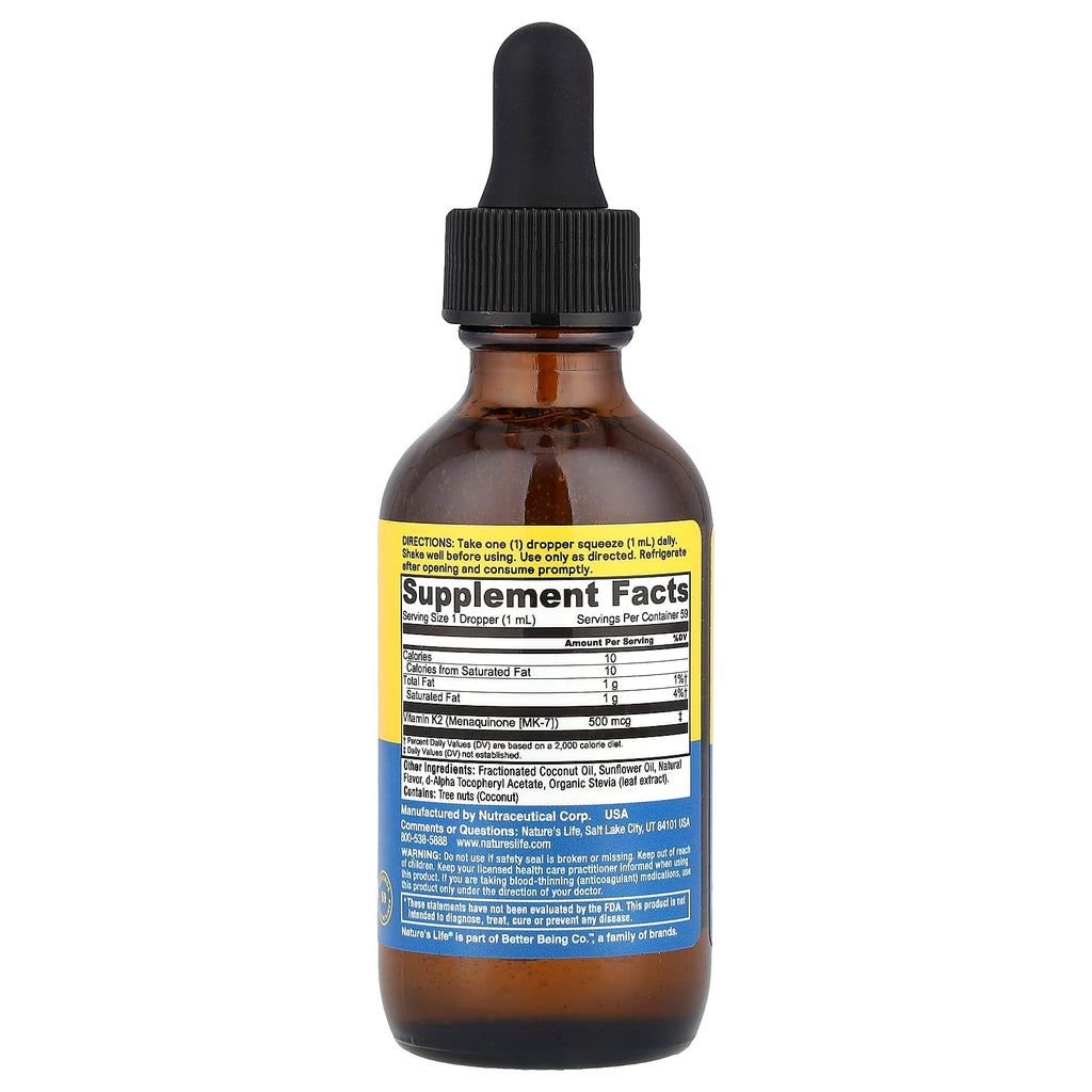 Nature's Life, Revitalizing Vitamin K-2, Natural , 500 mcg, 2 fl oz (59 ml)