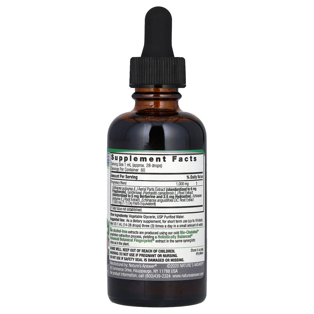 Nature's Answer, Echinacea & Goldenseal, Standardized Fluid Extract, Alcohol-Free, 2 fl oz (60 ml)