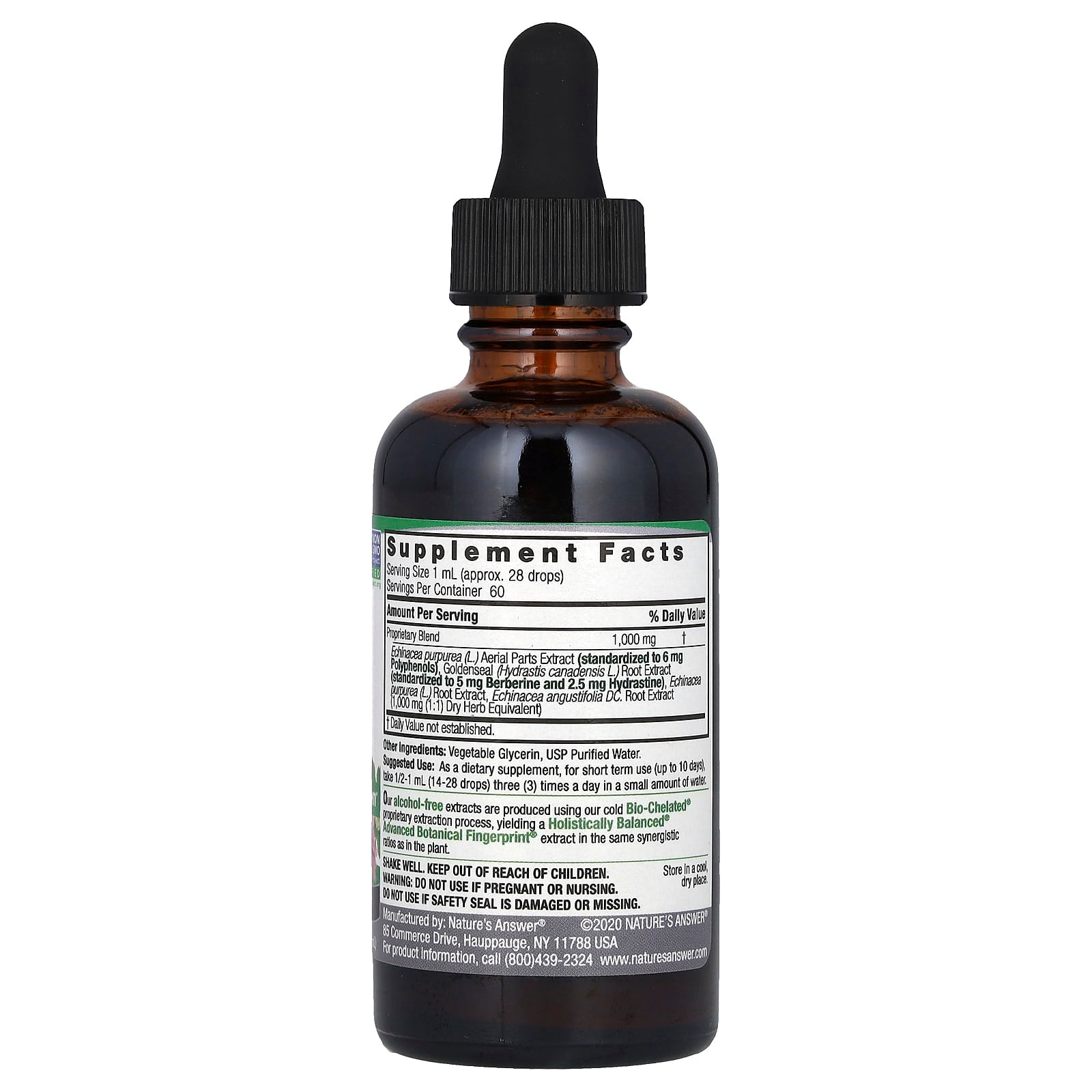 Nature's Answer, Echinacea & Goldenseal, Standardized Fluid Extract, Alcohol-Free, 2 fl oz (60 ml)