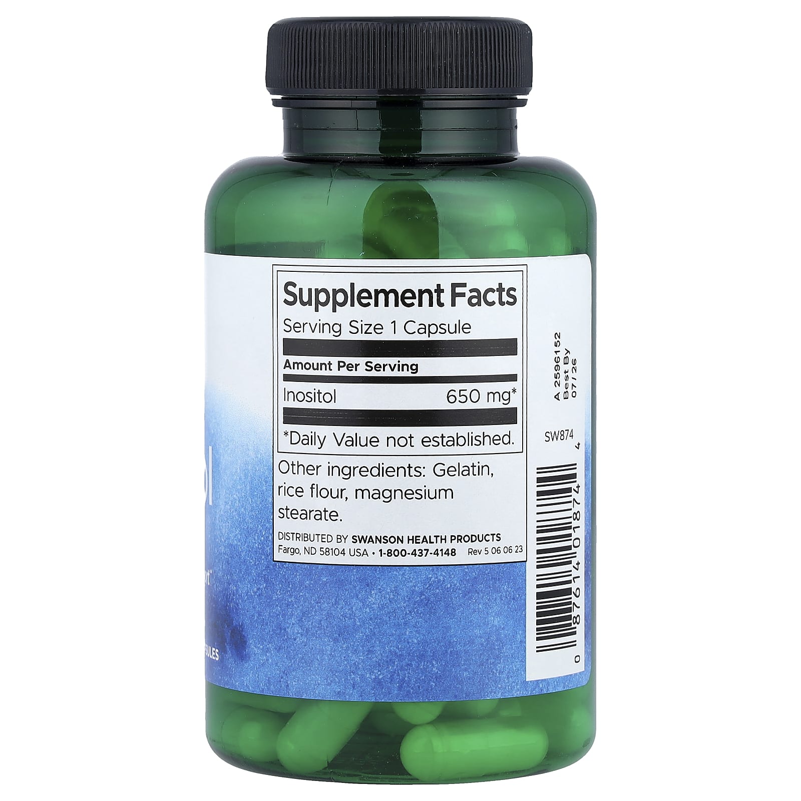 Swanson, Inositol, 650 mg, 100 Capsules