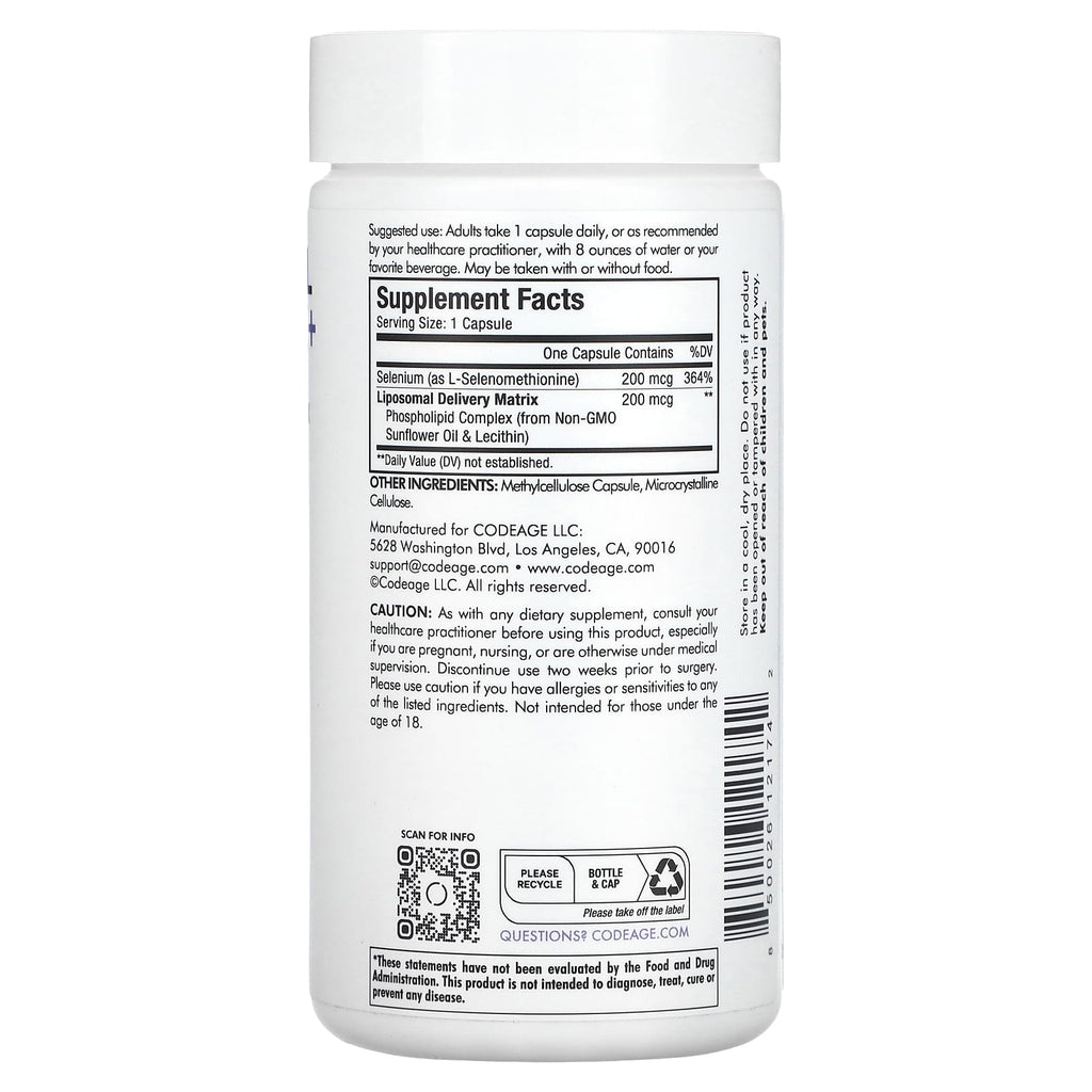 Codeage, Liposomal Selenium+, 180 Capsules