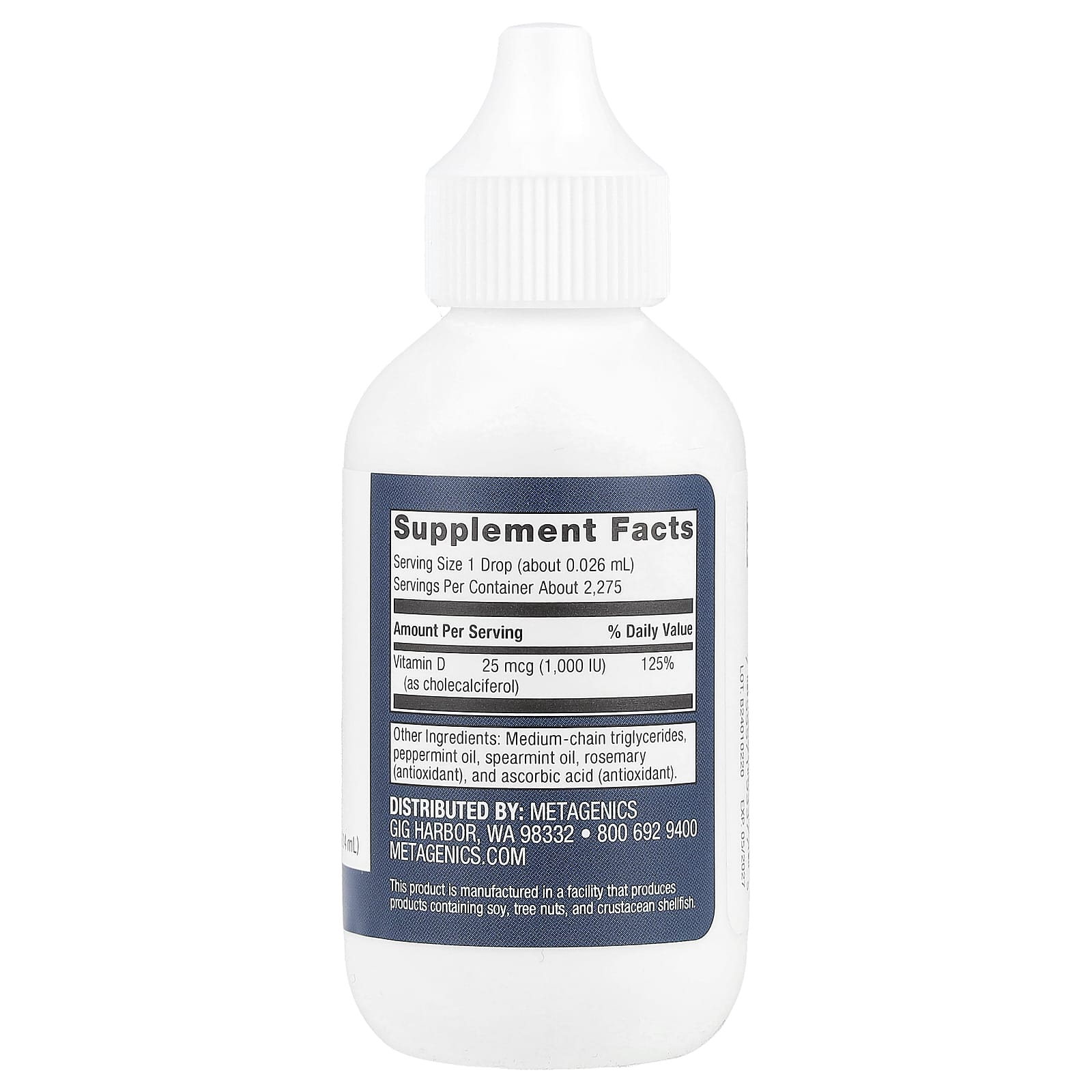 Metagenics, Vitamin D3 Liquid, 25 mcg (1,000 IU), 2 fl oz (59.14 ml)