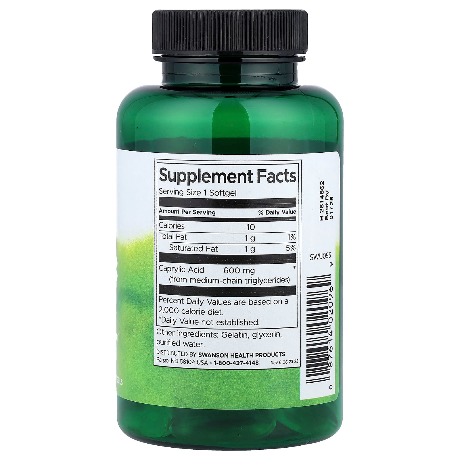 Swanson, Caprylic Acid, 600 mg, 60 Softgels