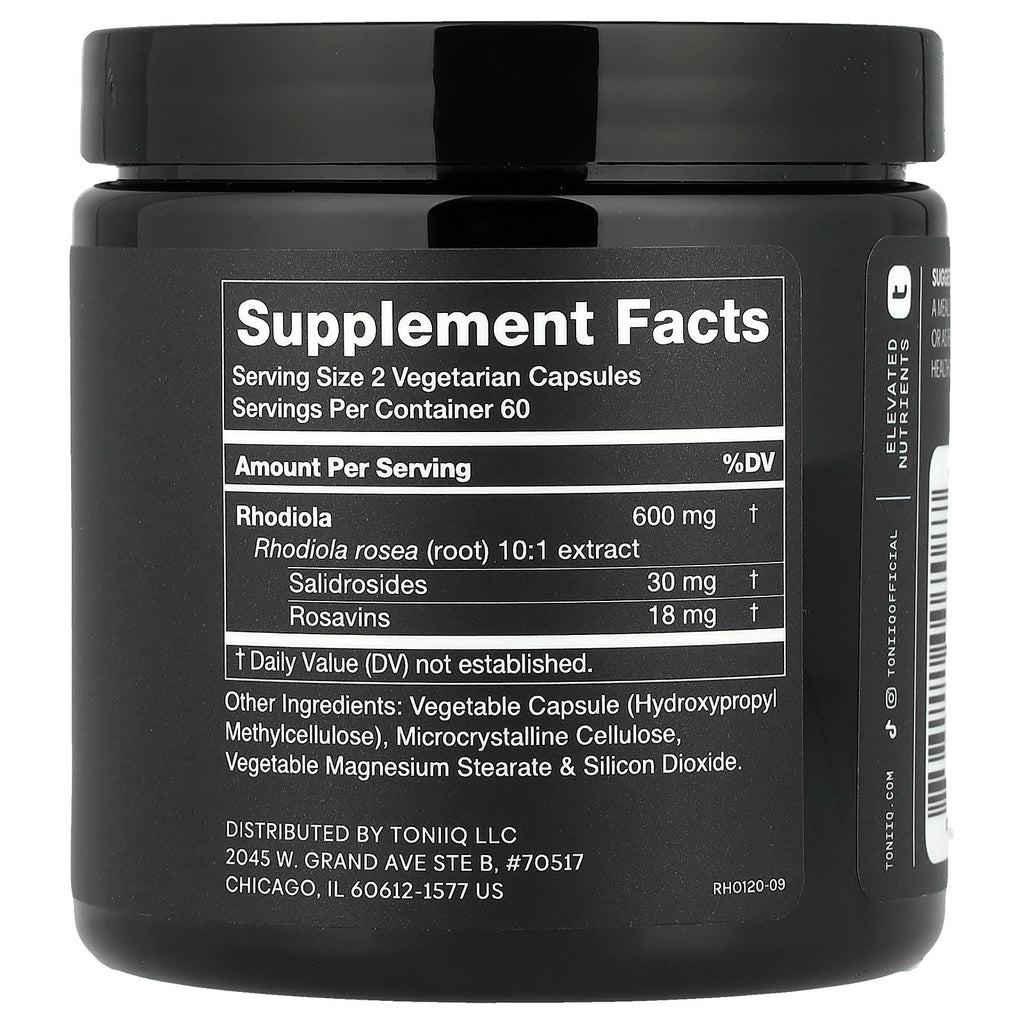 Toniiq, Rhodiola 5%, 120 Capsules (300 mg per Capsule)