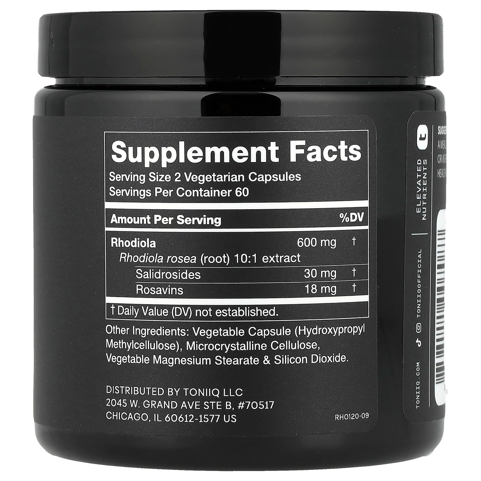 Toniiq, Rhodiola 5%, 120 Capsules (300 mg per Capsule)