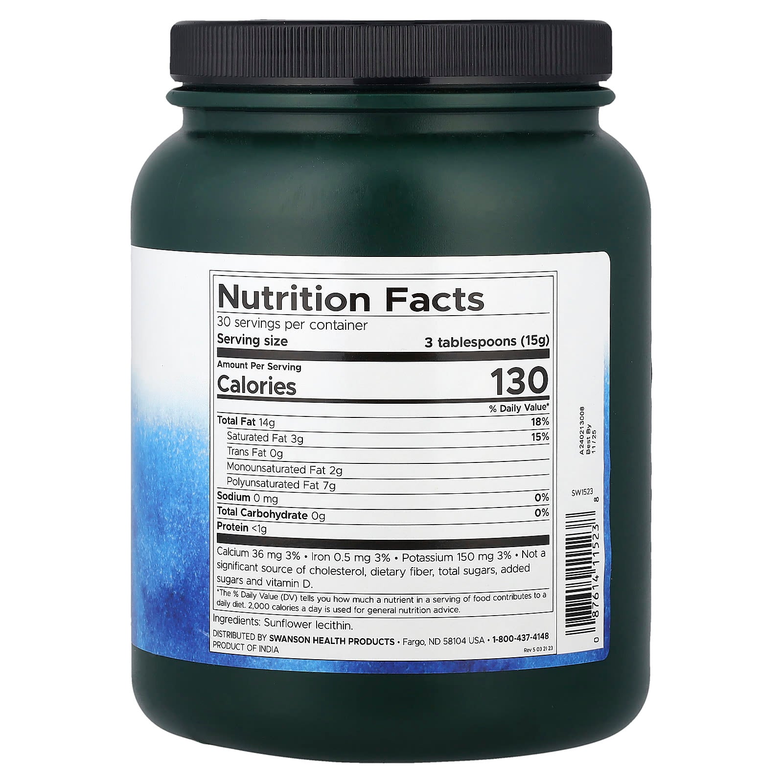 Swanson, Sunflower Lecithin Powder, 1 lb (454 g)
