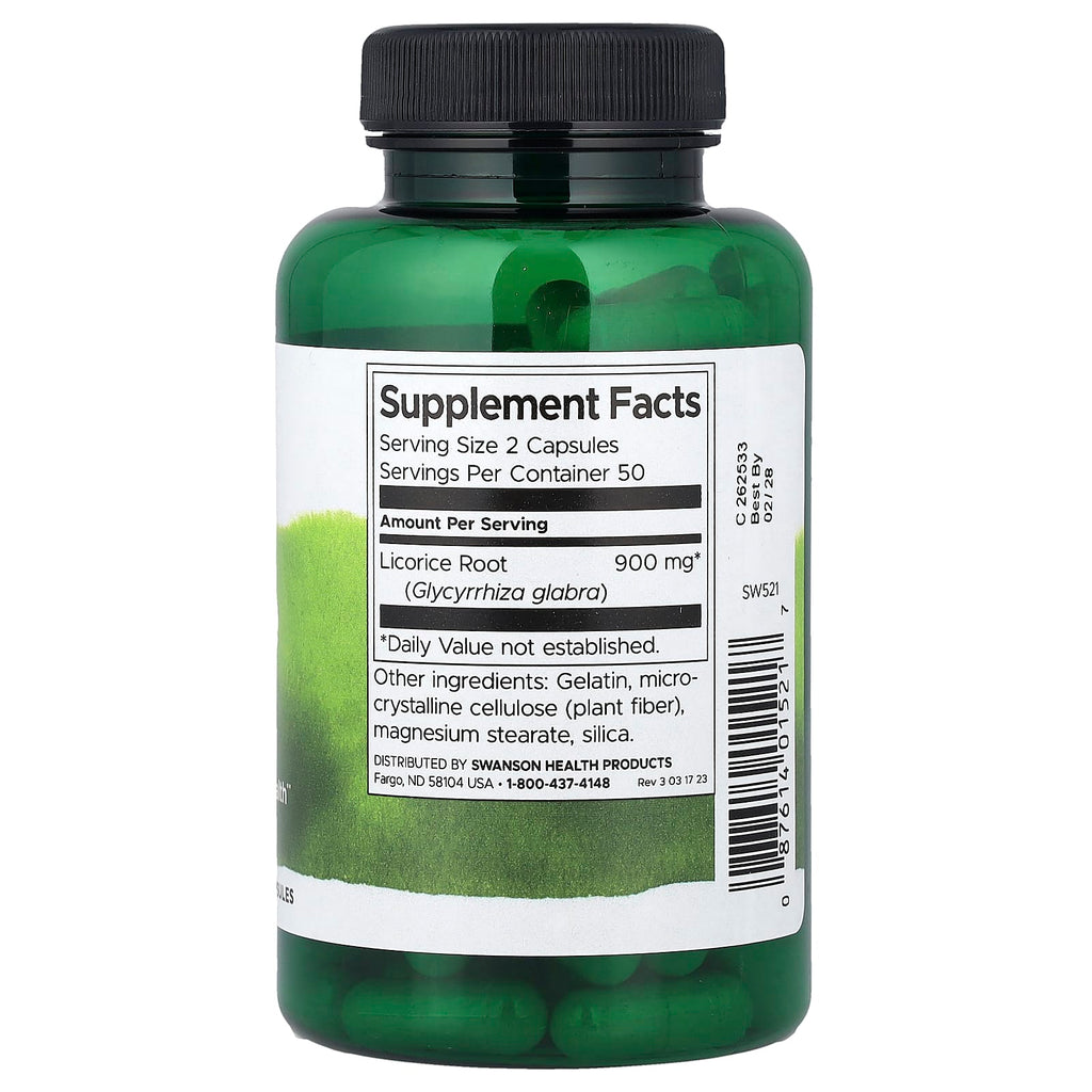 Swanson, Licorice Root, 450 mg, 100 Capsules