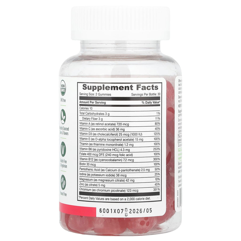 YumVs, Zero Diabetic Multivitamin Gummies, Raspberry, 60 Gummies