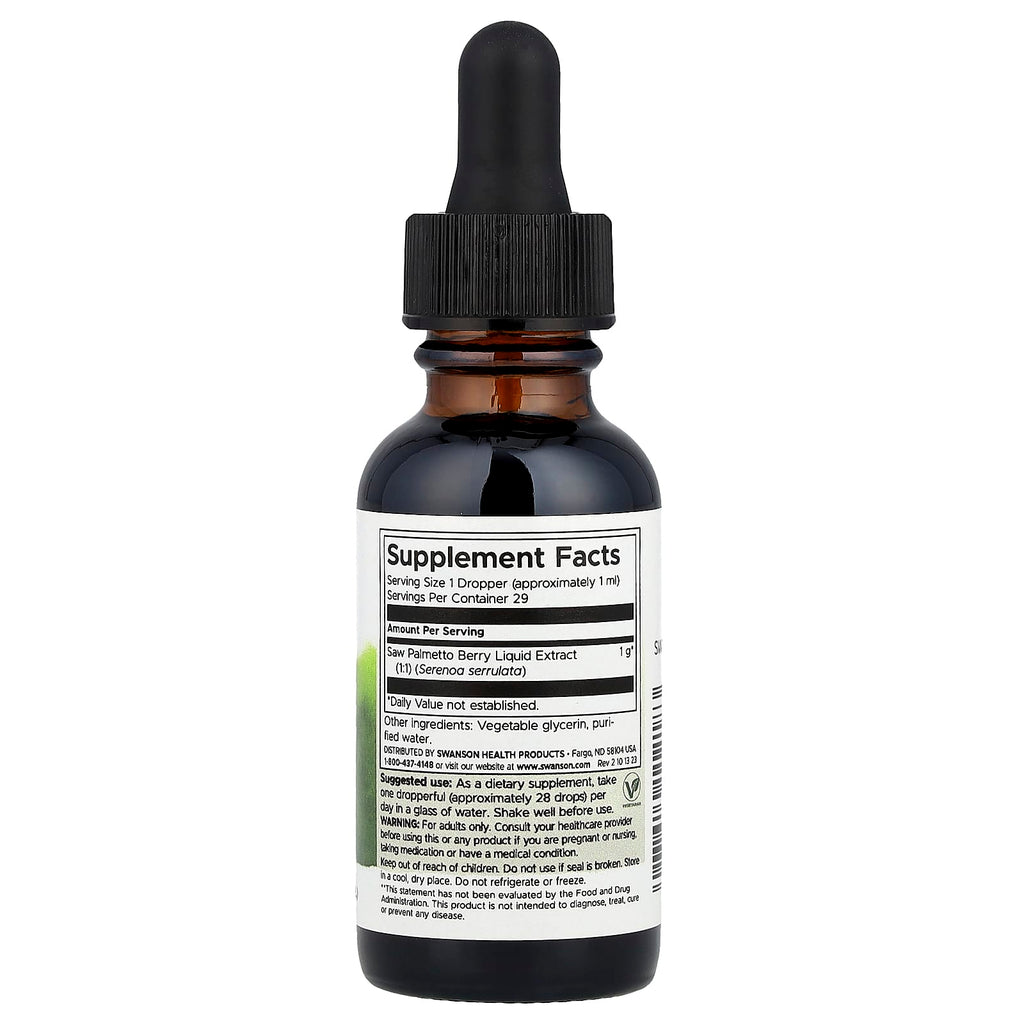 Swanson, Saw Palmetto Liquid Extract, Alcohol & Sugar Free, 1 fl oz (29.6 ml)