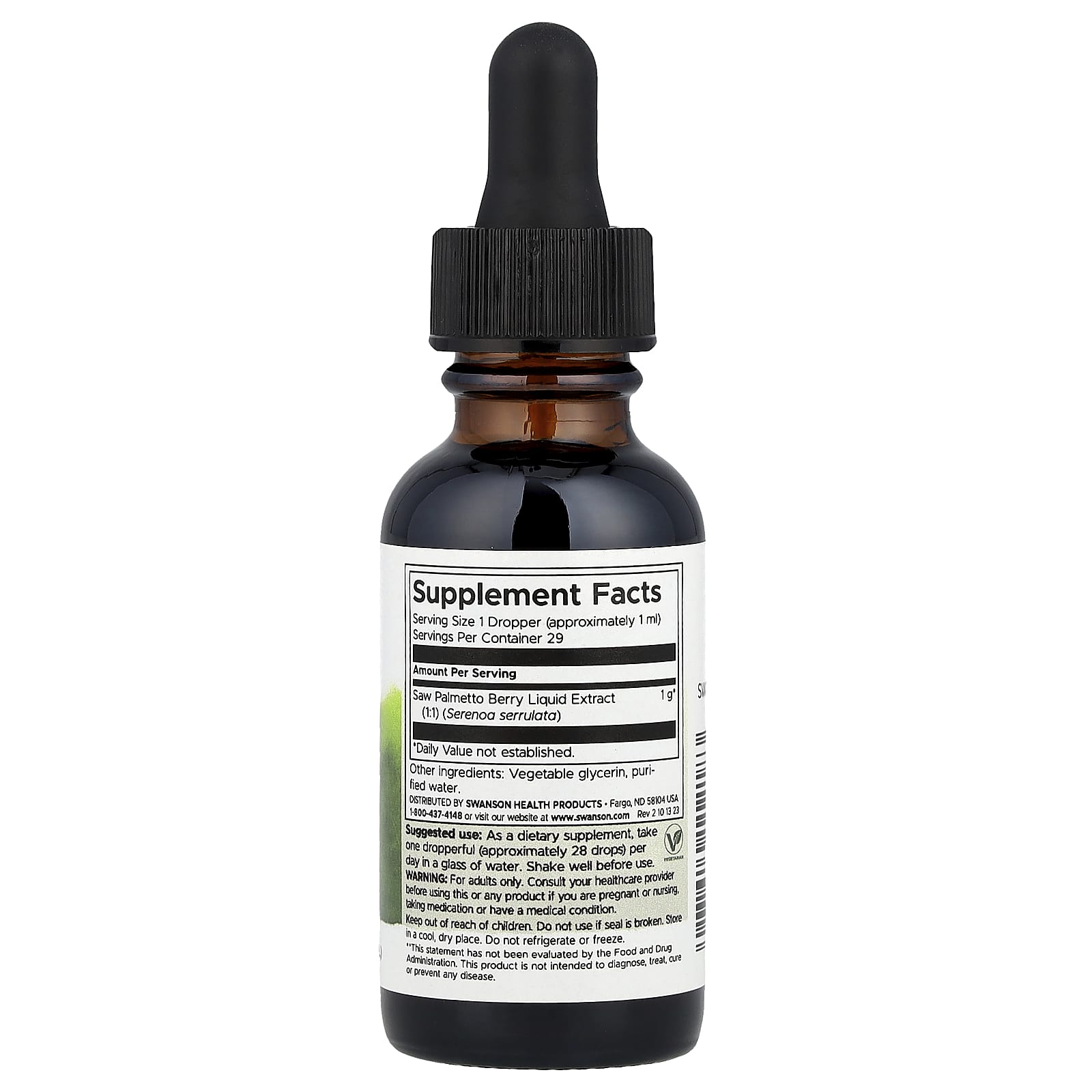 Swanson, Saw Palmetto Liquid Extract, Alcohol & Sugar Free, 1 fl oz (29.6 ml)