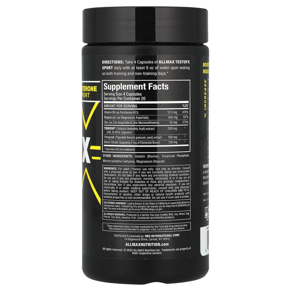 ALLMAX, TestoFX Sport, Testosterone Support Formula, 80 Capsules