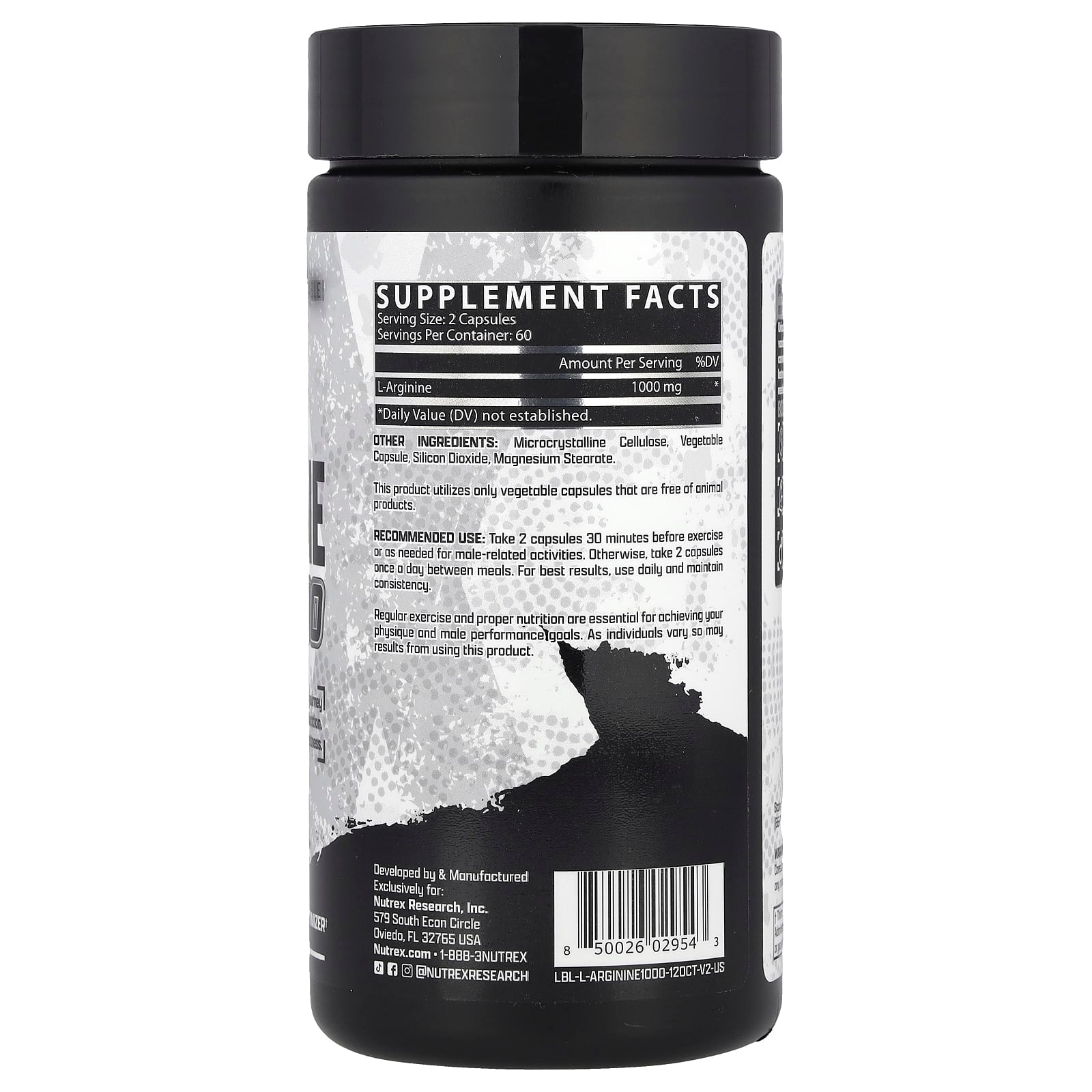 Nutrex Research, L-Arginine 1000, 120 Capsules (500 mg per Capsule)