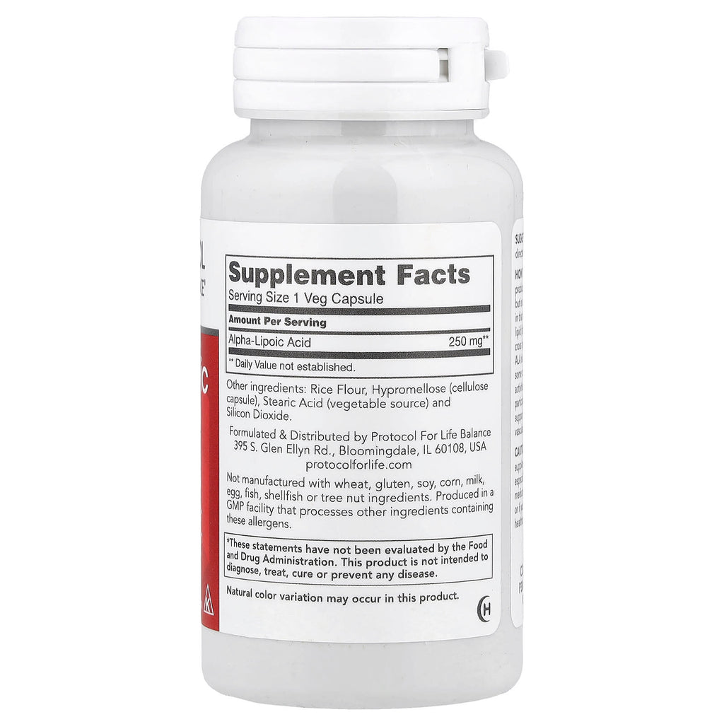 Protocol for Life Balance, Alpha-Lipoic Acid, 250 mg, 90 Veg Capsules