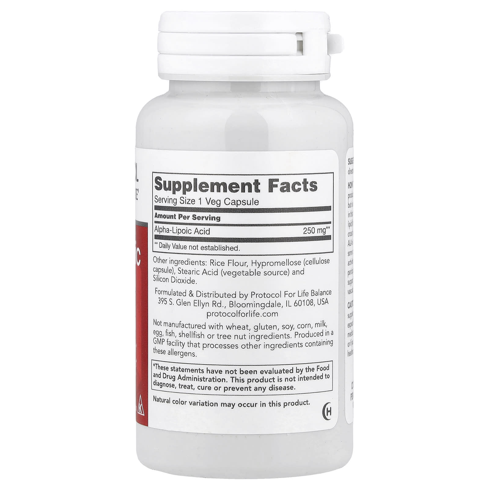 Protocol for Life Balance, Alpha-Lipoic Acid, 250 mg, 90 Veg Capsules