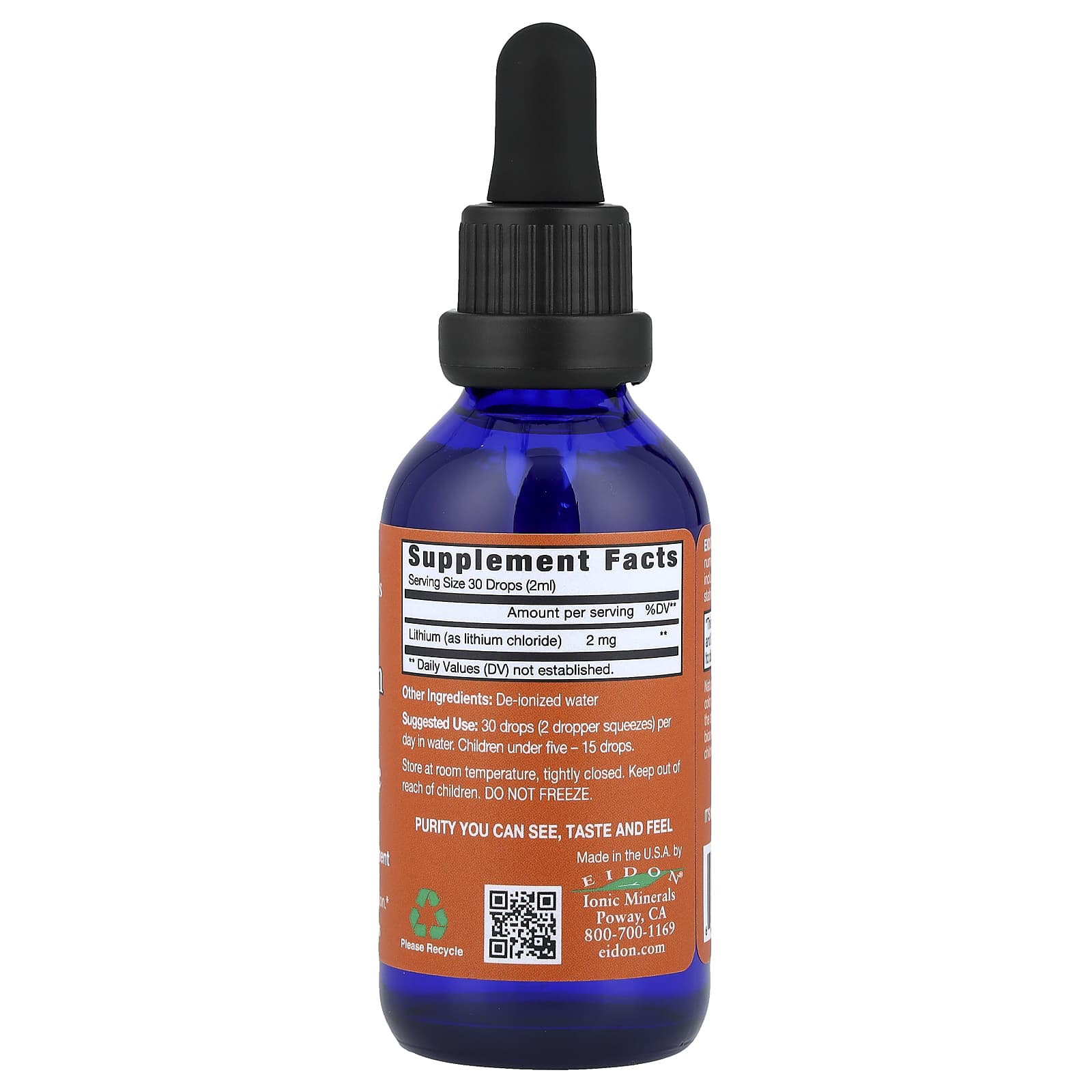 Eidon Ionic Minerals, Lithium, Liquid Concentrate, 2 oz (60 ml)