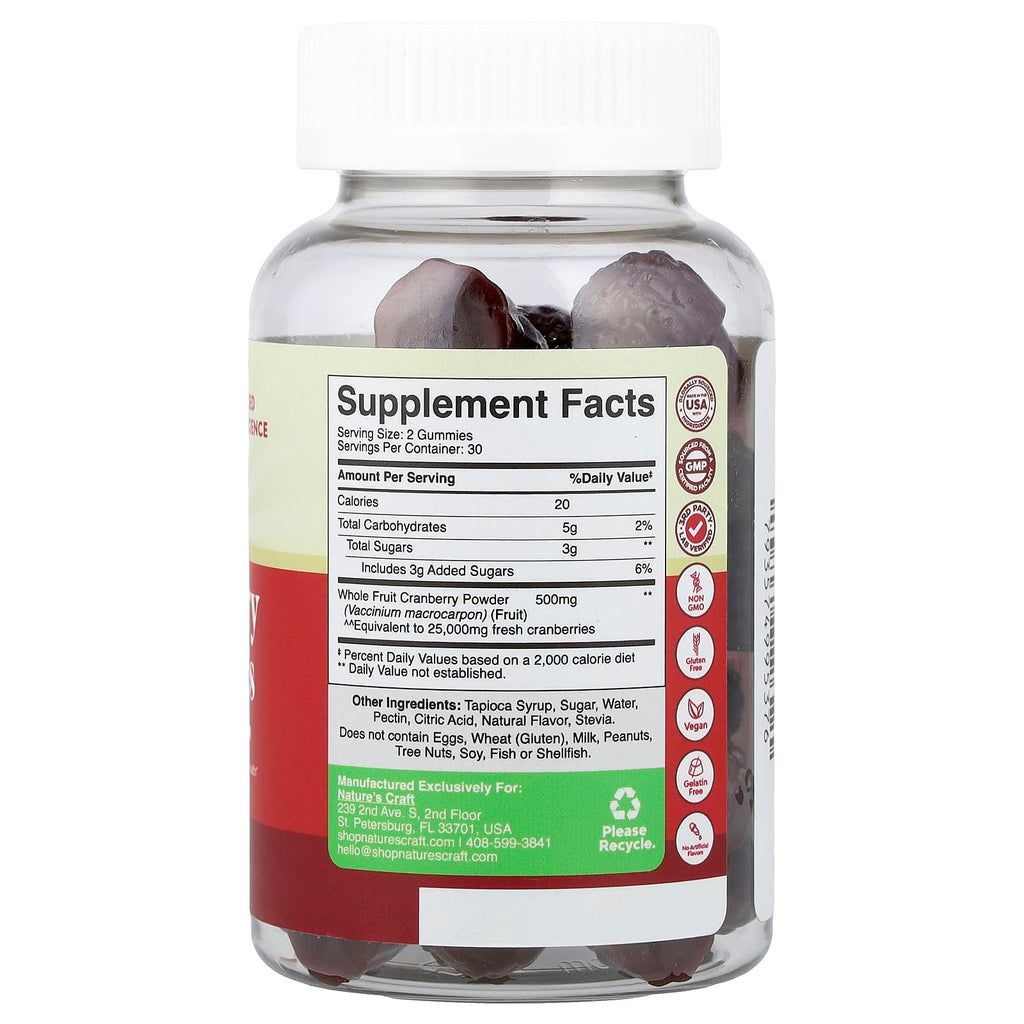 Nature's Craft, Cranberry Gummies, Cranberry, 60 Gummies (250 mg per Gummy)