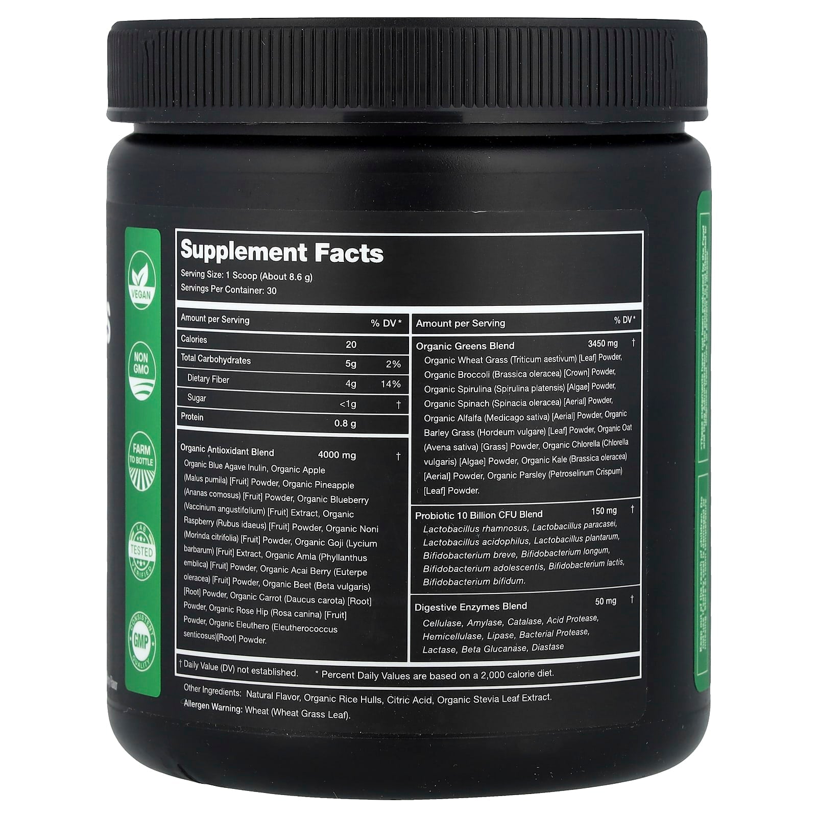 NutraChamps, Super Greens With Superfoods, Probiotics & Enzymes, Natural Berry, 9.10 oz (258 g)