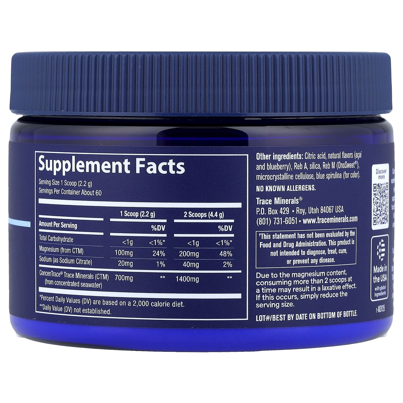 Trace, ConcenTrace®, Daily Mineral Powder, Natural Blue Acai, 4.65 oz (132 g)