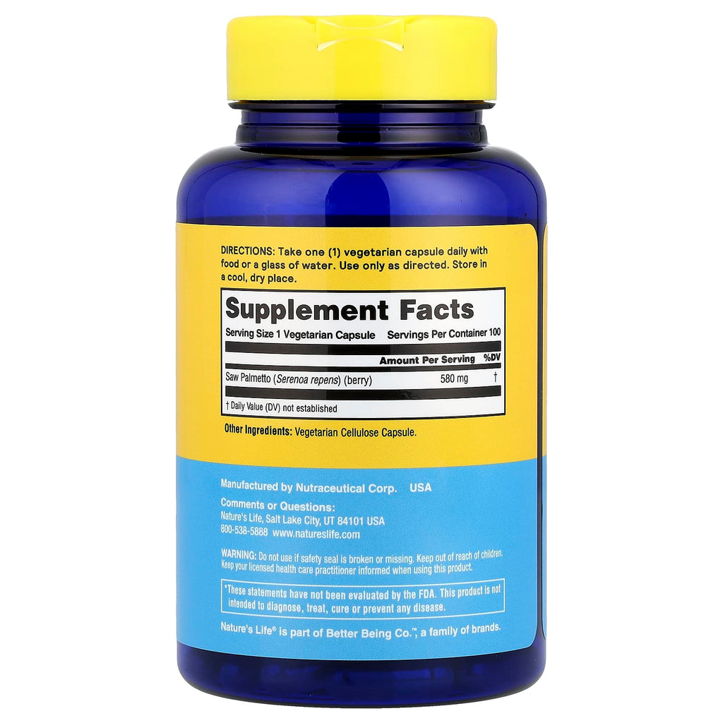 Nature's Life, Saw Palmetto, 580 mg, 100 Capsules