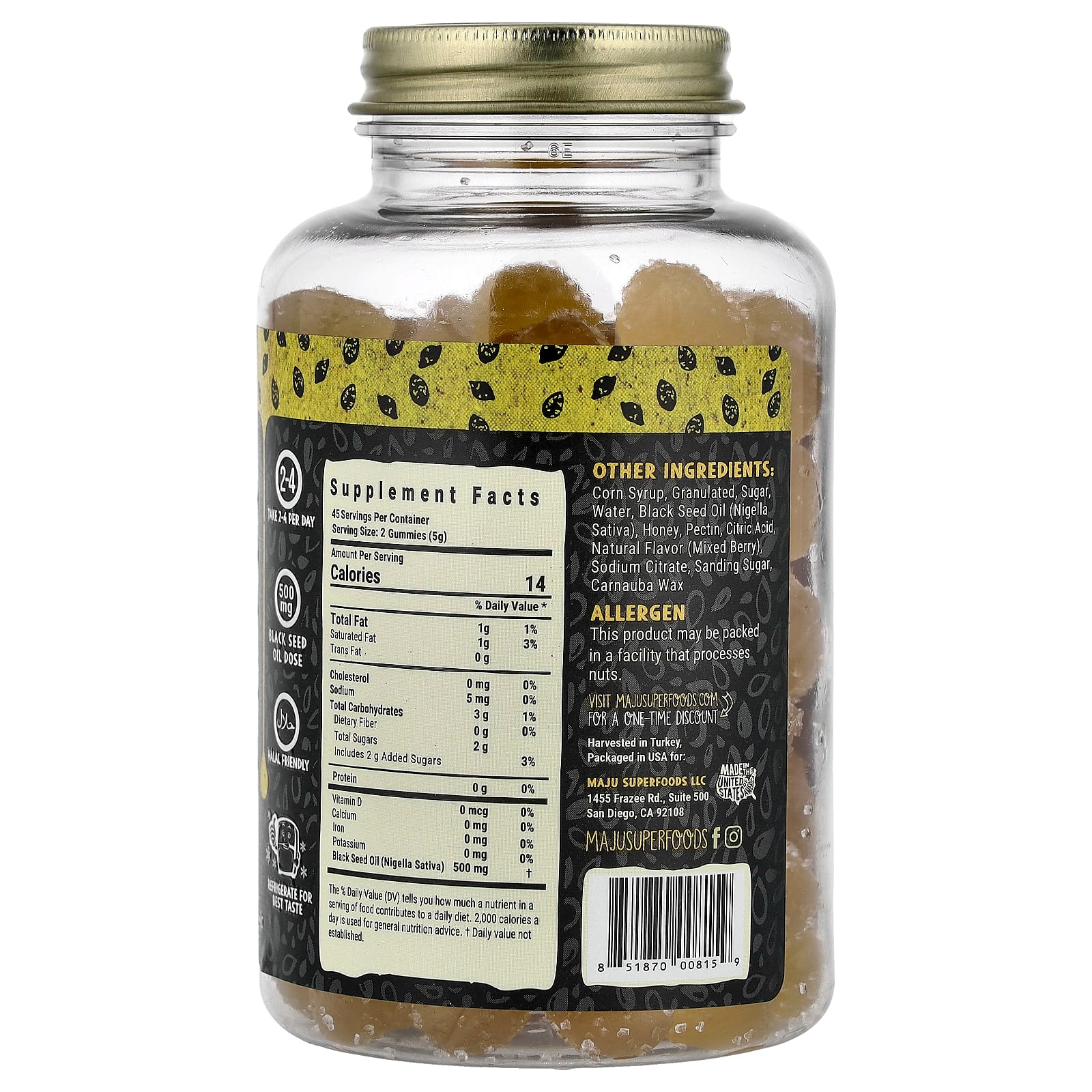 Maju Superfoods, Black Seed Oil Gummies, 90 Gummies (250 mg per Gummy)